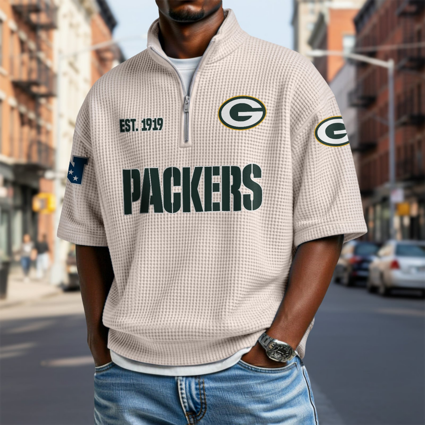GB x NFL Waffle Short Sleeve Polo Shirt DatND DVT