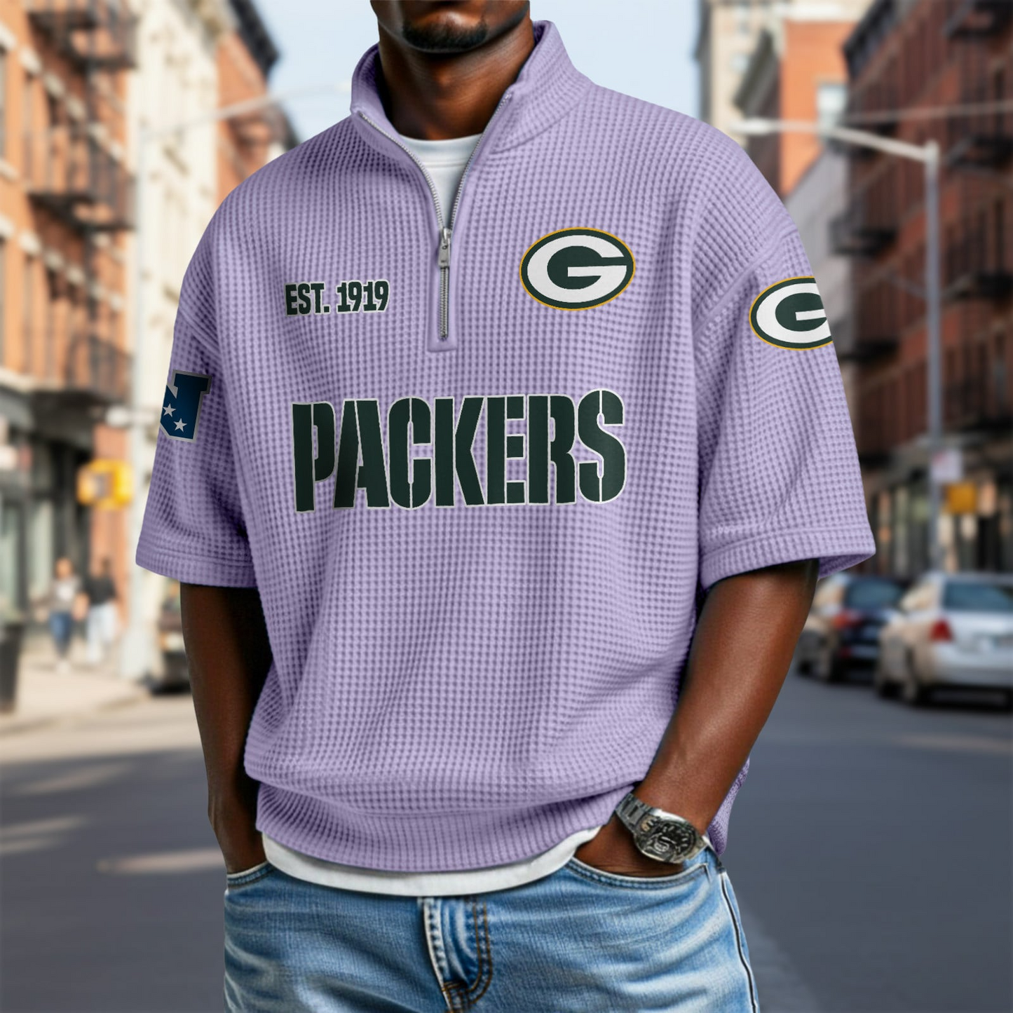 GB x NFL Waffle Short Sleeve Polo Shirt DatND DVT
