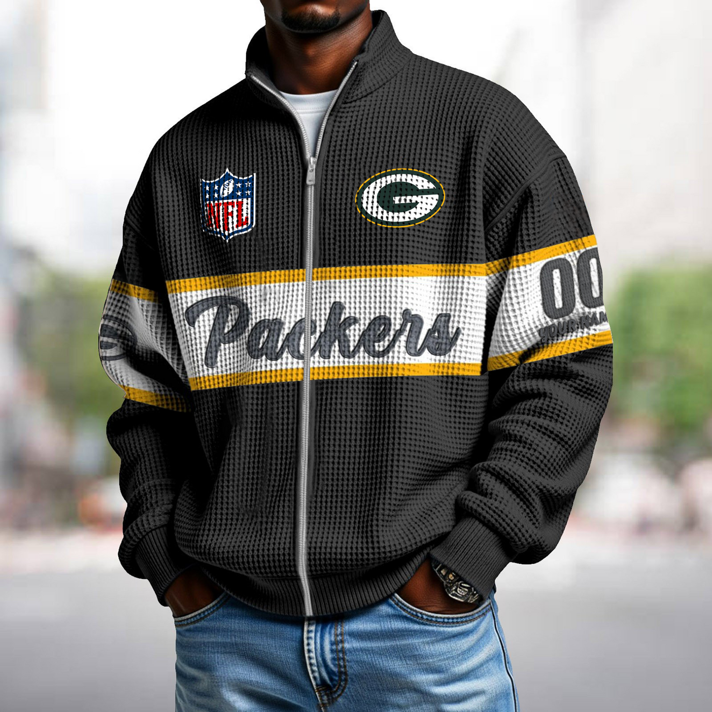 GB x NFL Waffle Zip-Up Sweatshirt DATND TANTD