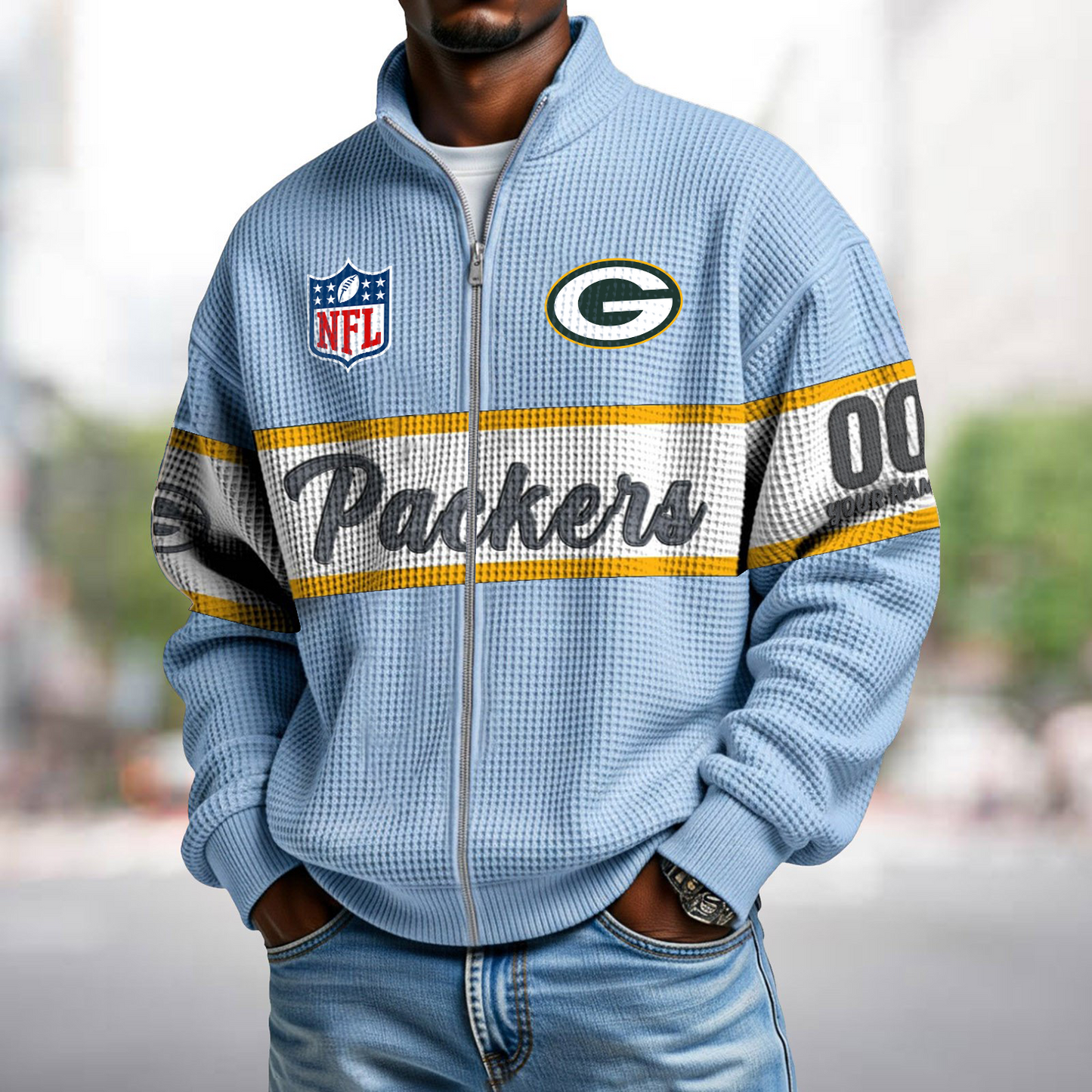 GB x NFL Waffle Zip-Up Sweatshirt DATND TANTD