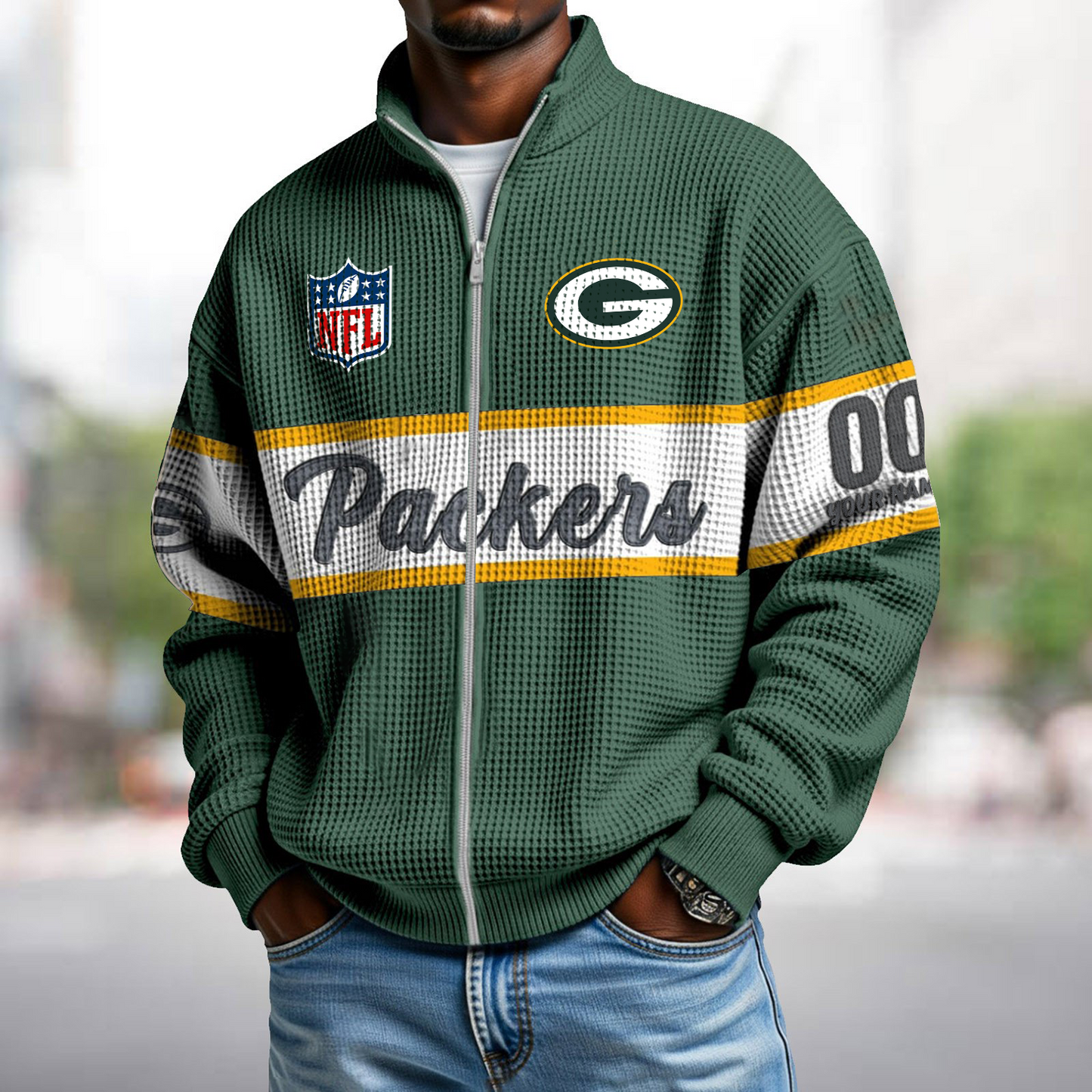 GB x NFL Waffle Zip-Up Sweatshirt DATND TANTD