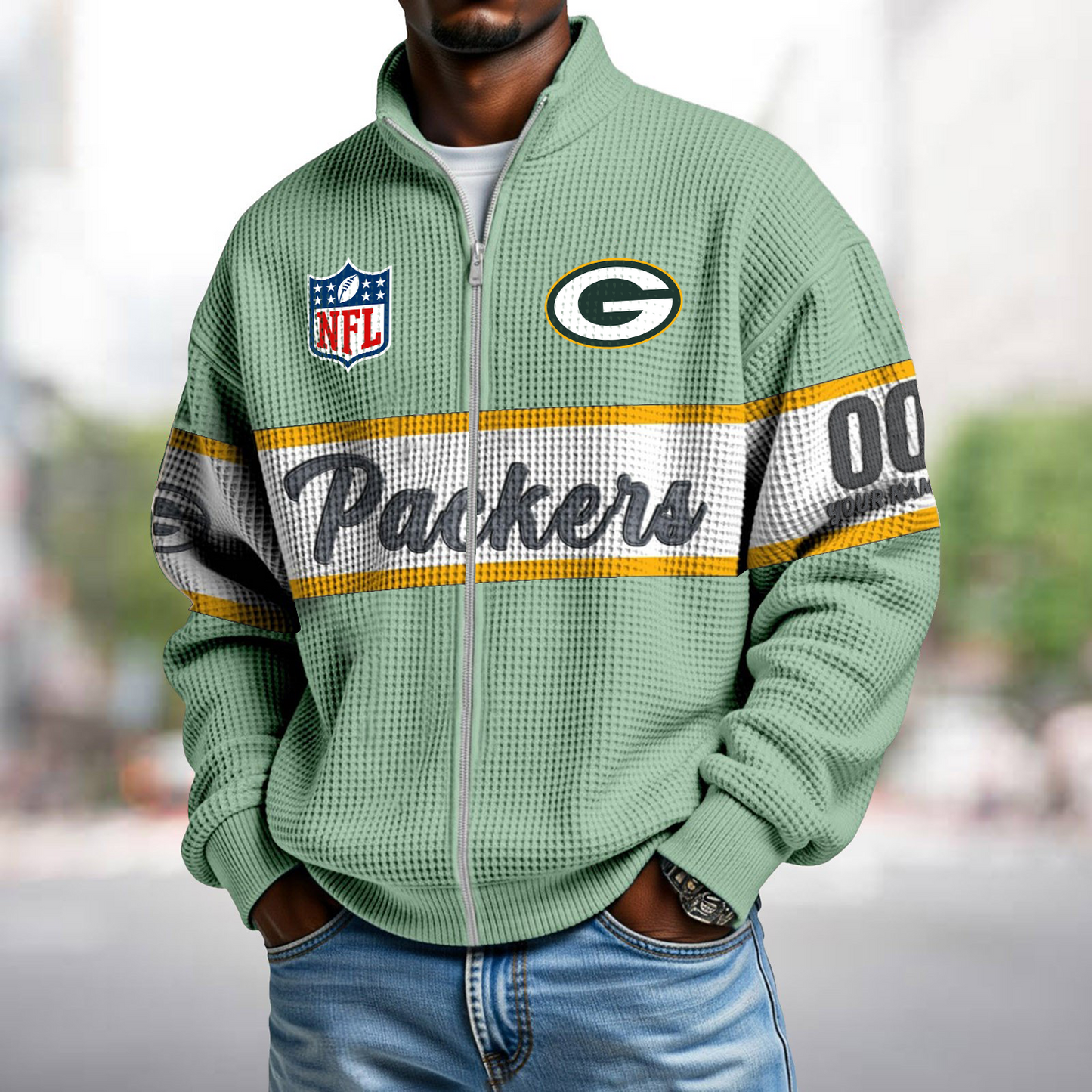 GB x NFL Waffle Zip-Up Sweatshirt DATND TANTD