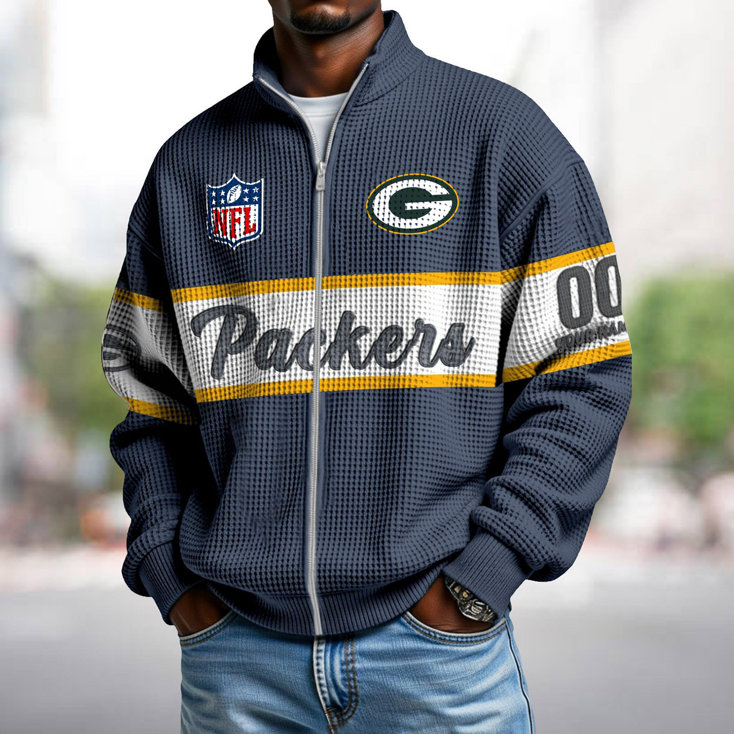 GB x NFL Waffle Zip-Up Sweatshirt DATND TANTD