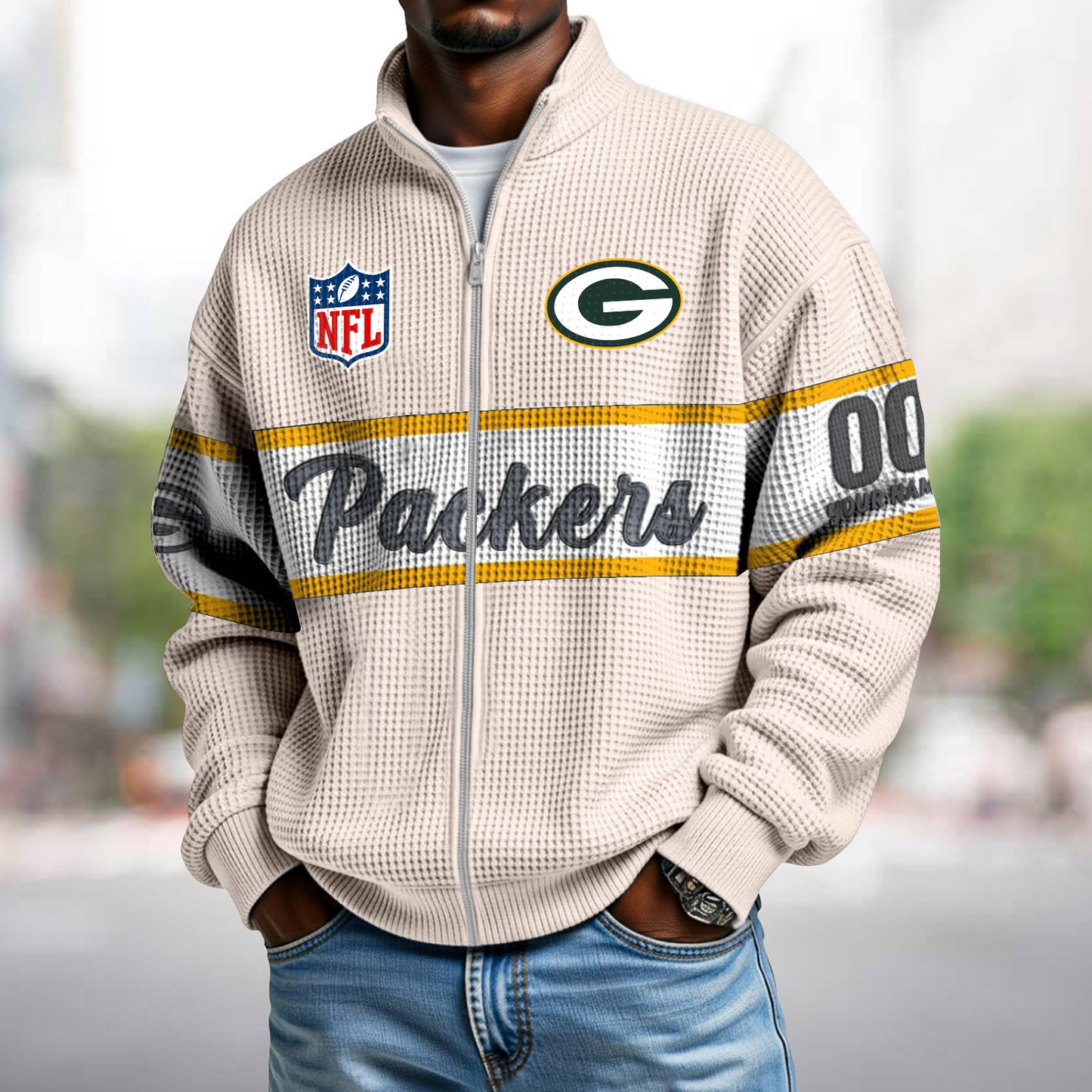 GB x NFL Waffle Zip-Up Sweatshirt DATND TANTD