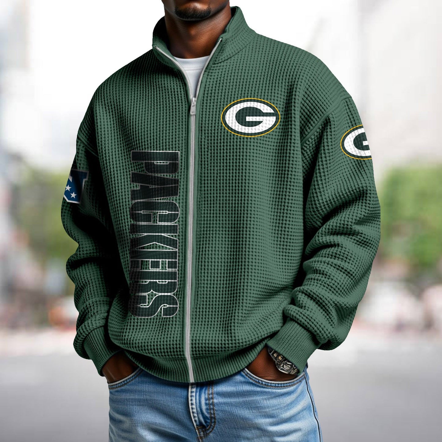 GB x NFL Waffle Zip-Up Sweatshirt DATND TANTD