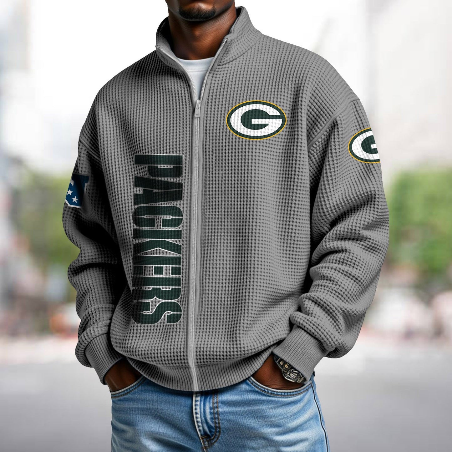 GB x NFL Waffle Zip-Up Sweatshirt DATND TANTD