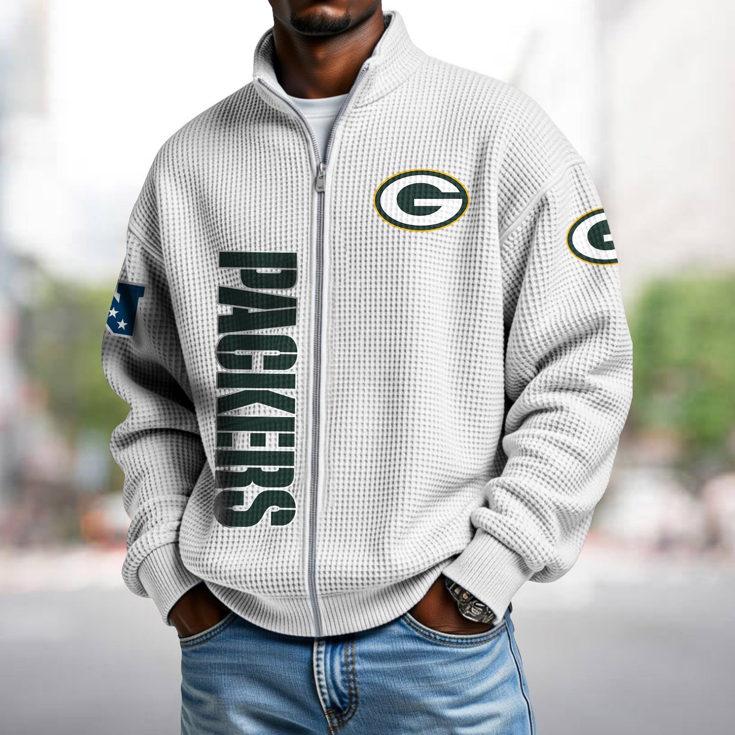 GB x NFL Waffle Zip-Up Sweatshirt DATND TANTD