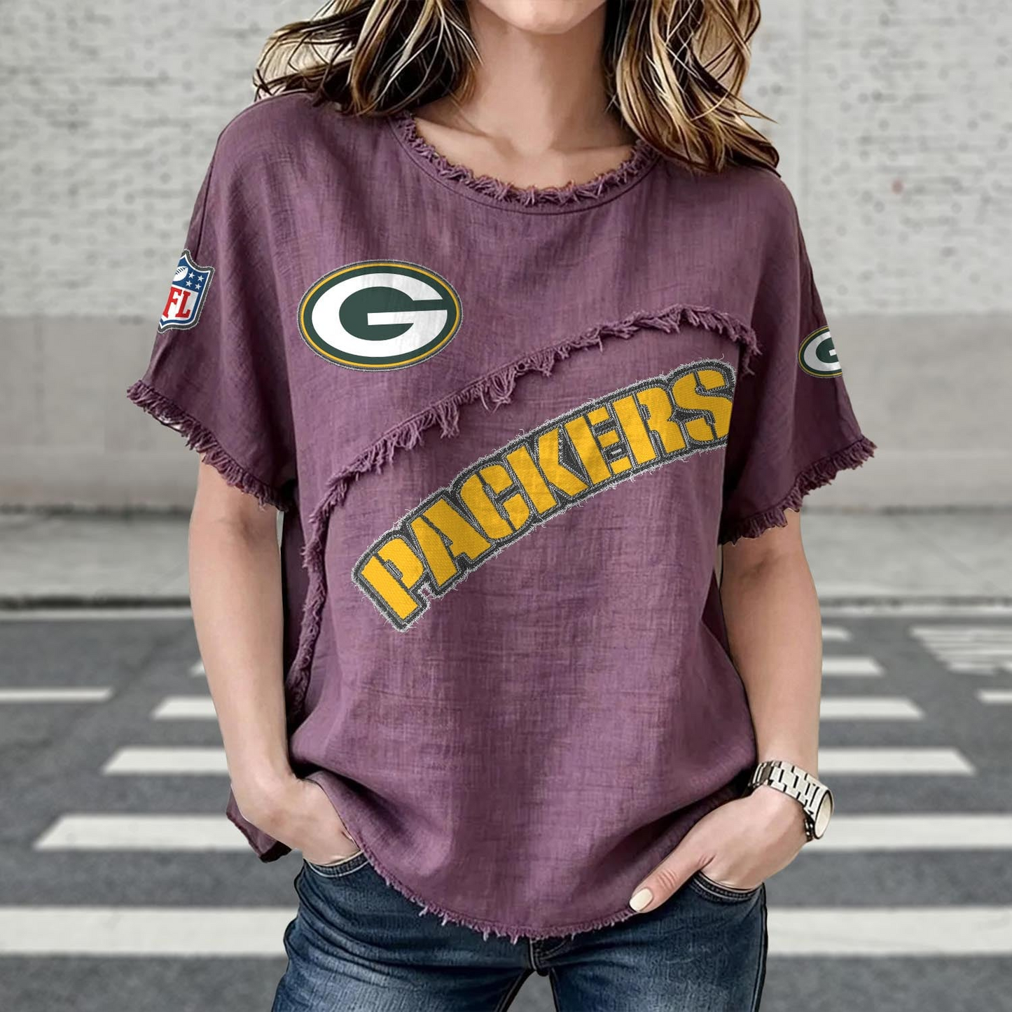 GB x NFL Womenƒ??s Vintage O-Neck 2905 DatND DVT