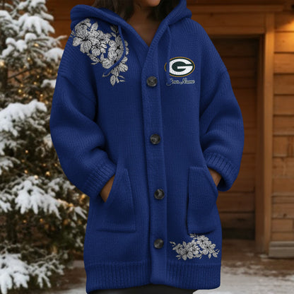 GB x NFL Women's Casual Knitted Hooded Cardigan DATND TANTD 211125