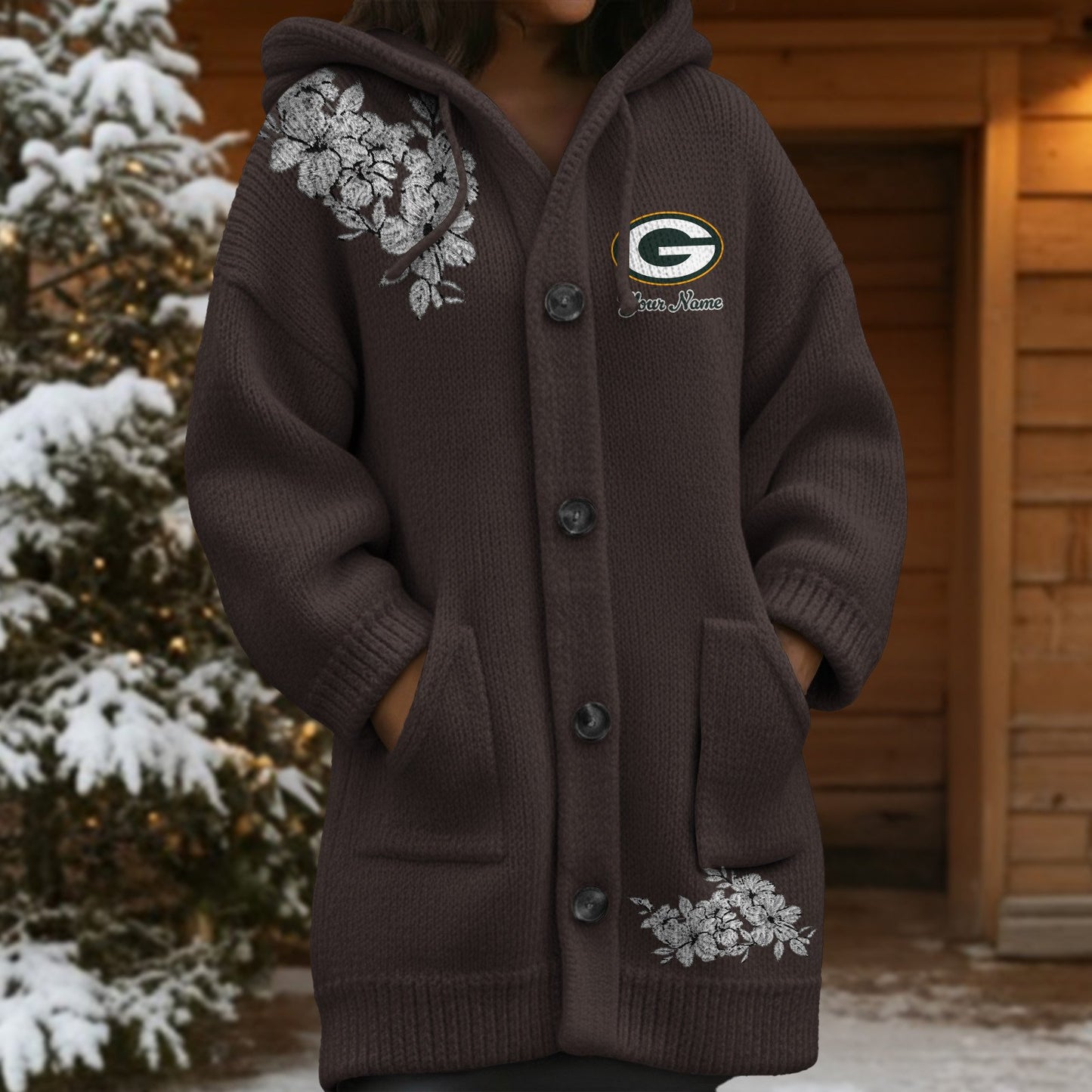 GB x NFL Women's Casual Knitted Hooded Cardigan DATND TANTD 211125