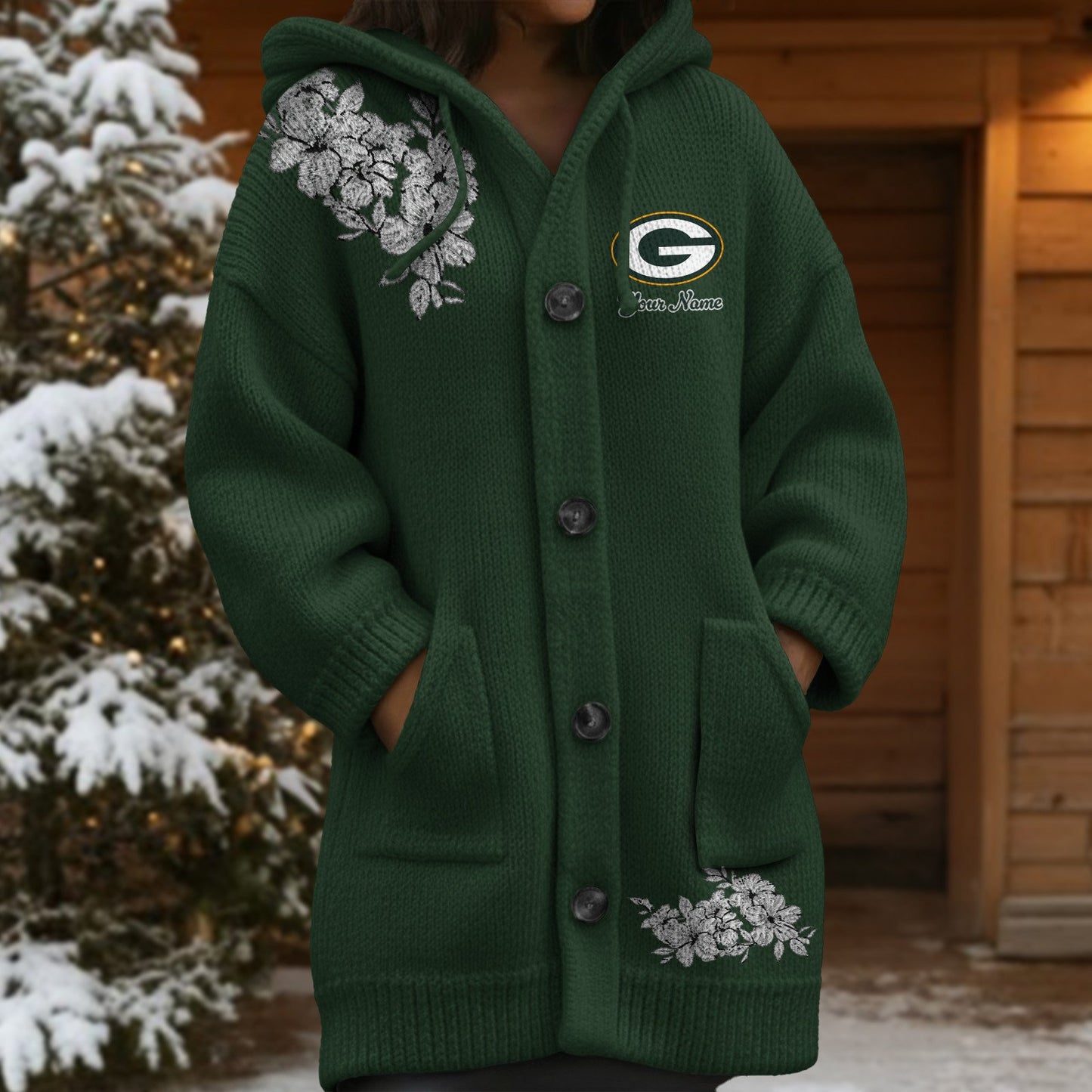 GB x NFL Women's Casual Knitted Hooded Cardigan DATND TANTD 211125