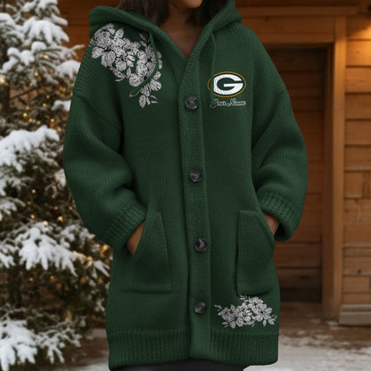GB x NFL Women's Casual Knitted Hooded Cardigan DATND TANTD 211125