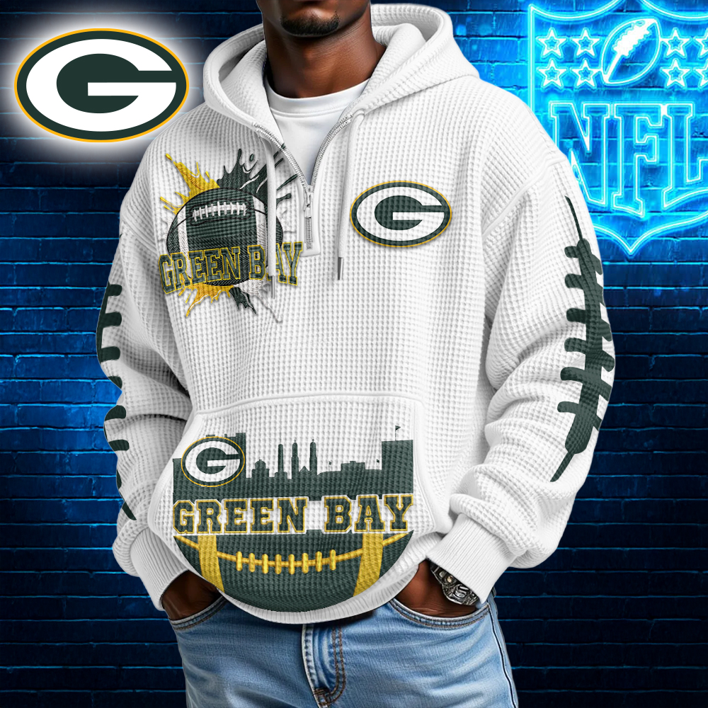 GBP Premium NFL Waffle Zipper Long Sleeve Hooded Sweatshirt DDT CTND