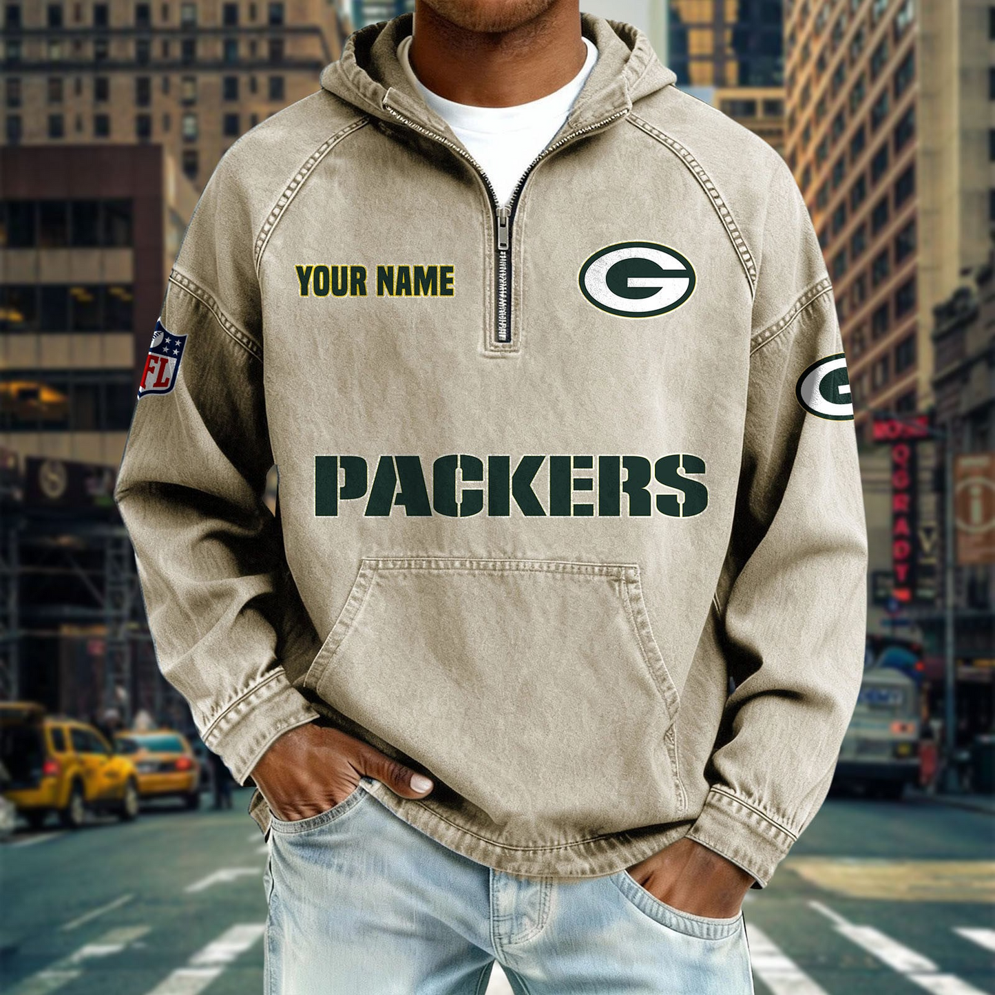 GBP x NFL Denim Long - Sleeved Hooded Sweatshirt DDT NTL