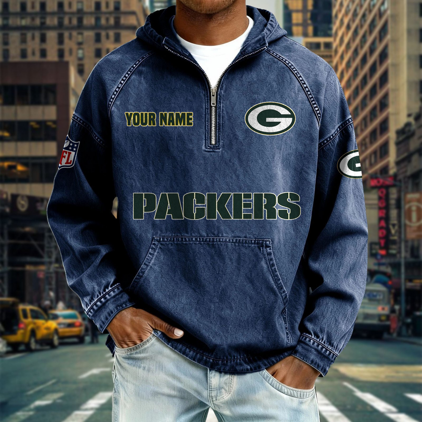 GBP x NFL Denim Long - Sleeved Hooded Sweatshirt DDT NTL