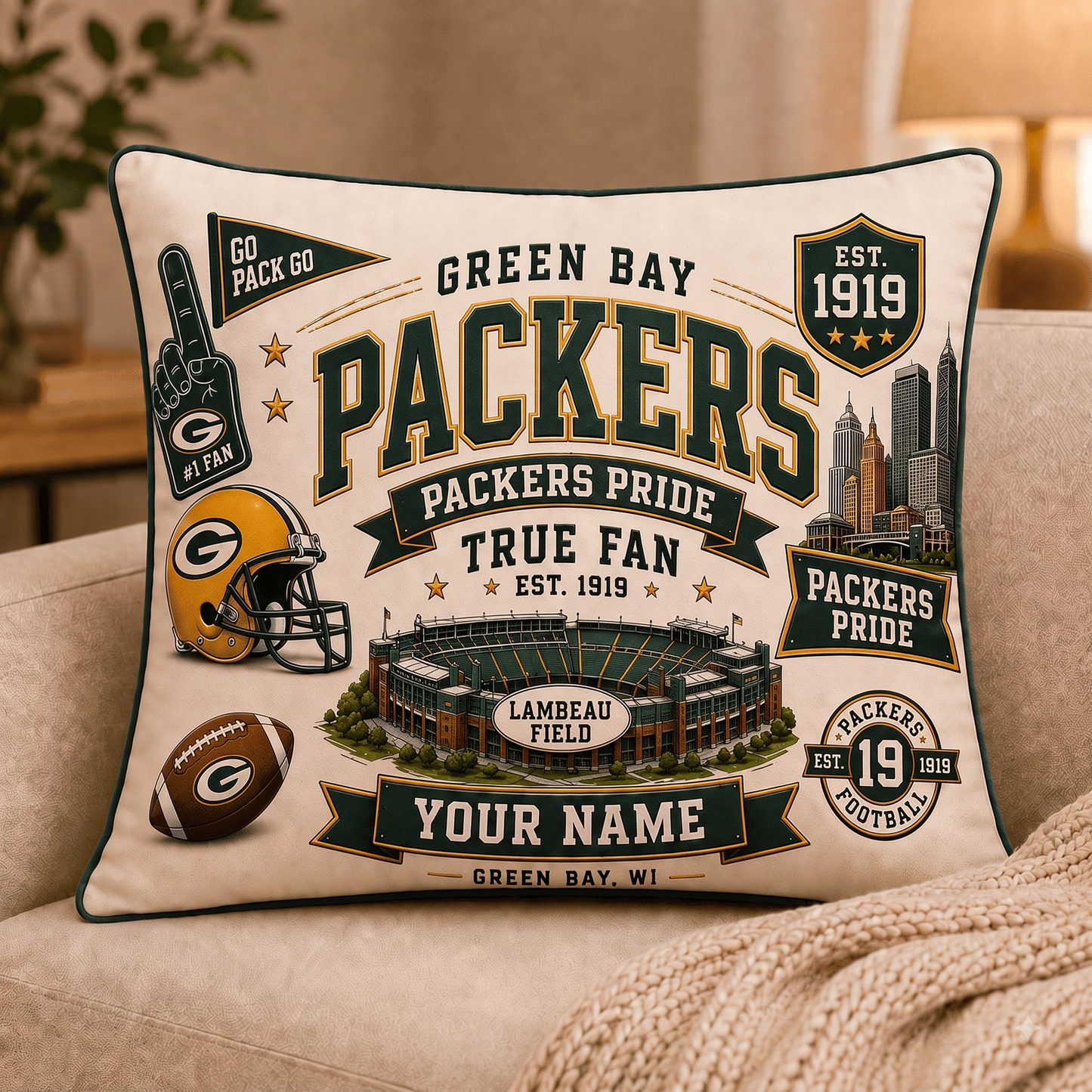 GBP x NFL Premium Vintage Pillow Case Personalized Gift For True Fan
