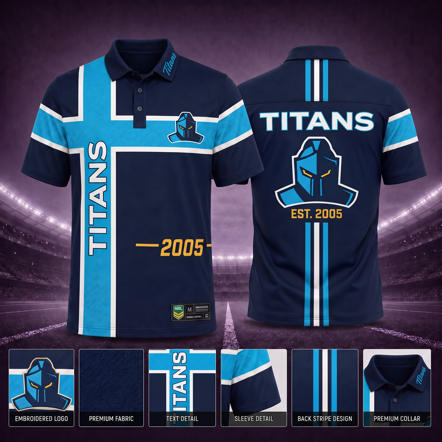 GCT X Premium NRL Men’s Sporty Cross Stripe Polo Shirt