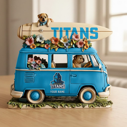 GCT x NRL Funny Dog Driving Summer Car Acrylic Block Plaque Custom Name Gifts DDT CTND