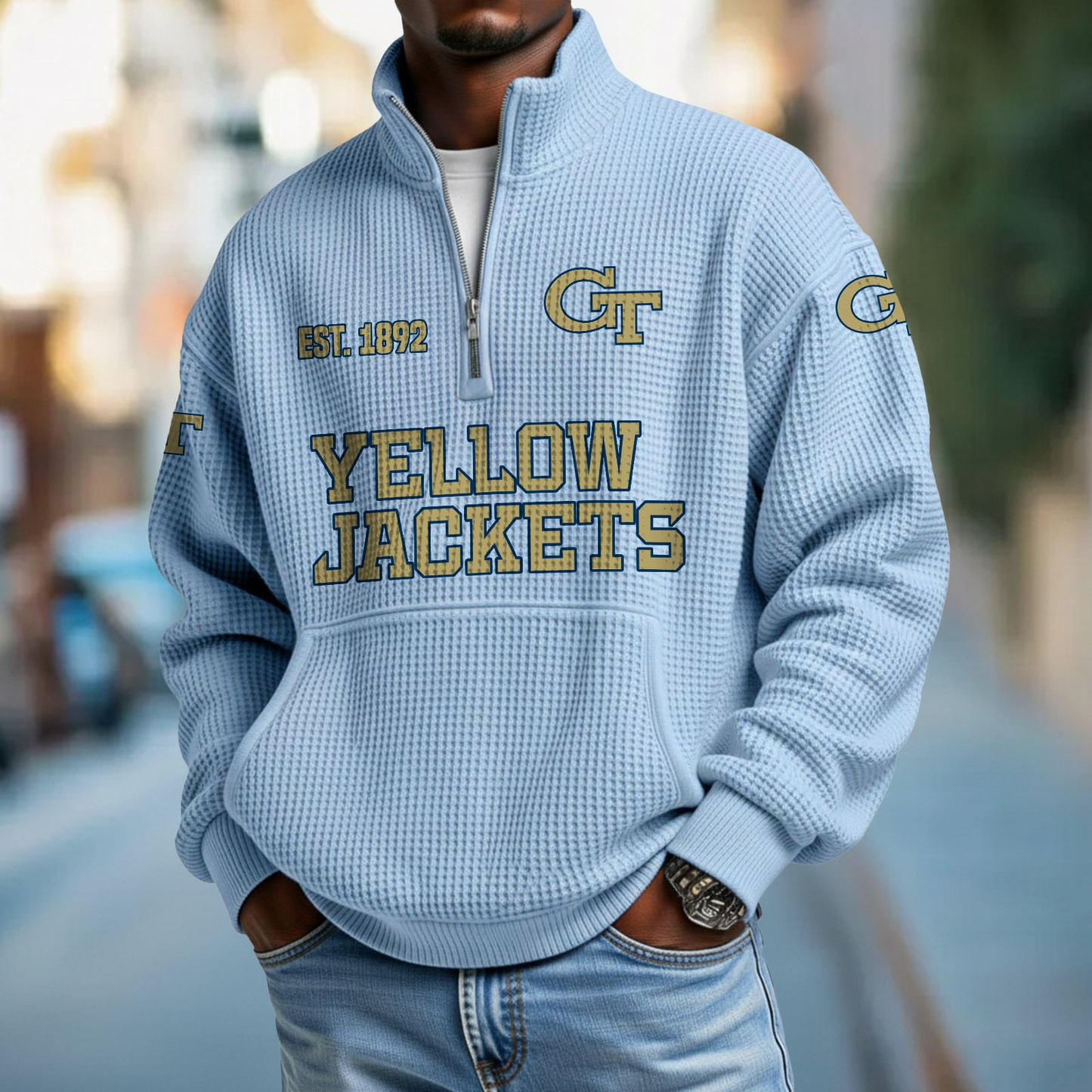GT x College Football - Waffle Stand Collar Half Zip Sweatshirt DatND DVT