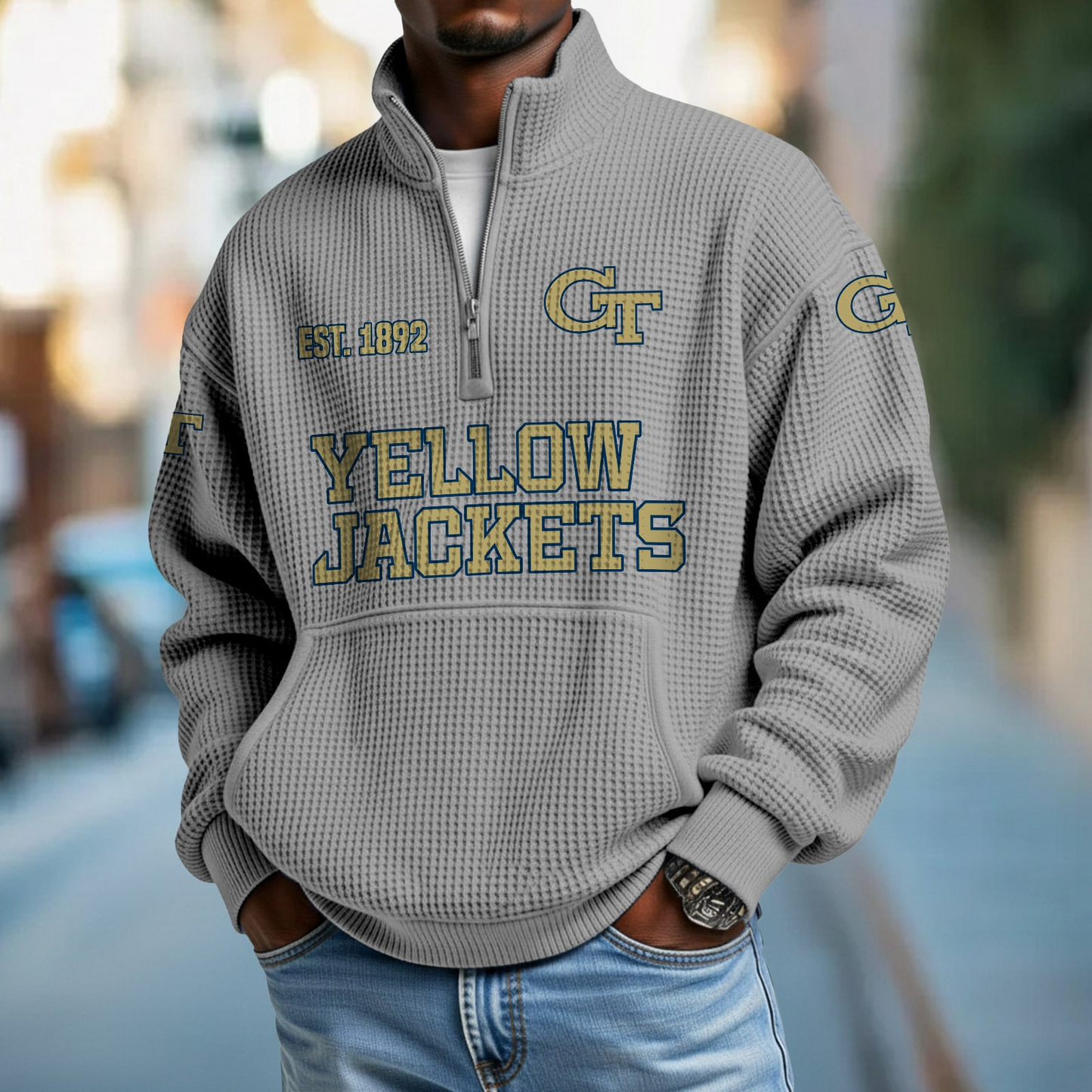 GT x College Football - Waffle Stand Collar Half Zip Sweatshirt DatND DVT