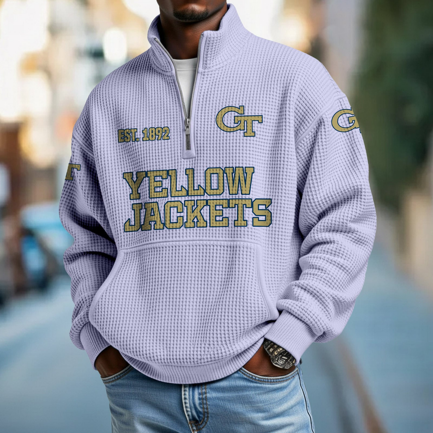 GT x College Football - Waffle Stand Collar Half Zip Sweatshirt DatND DVT
