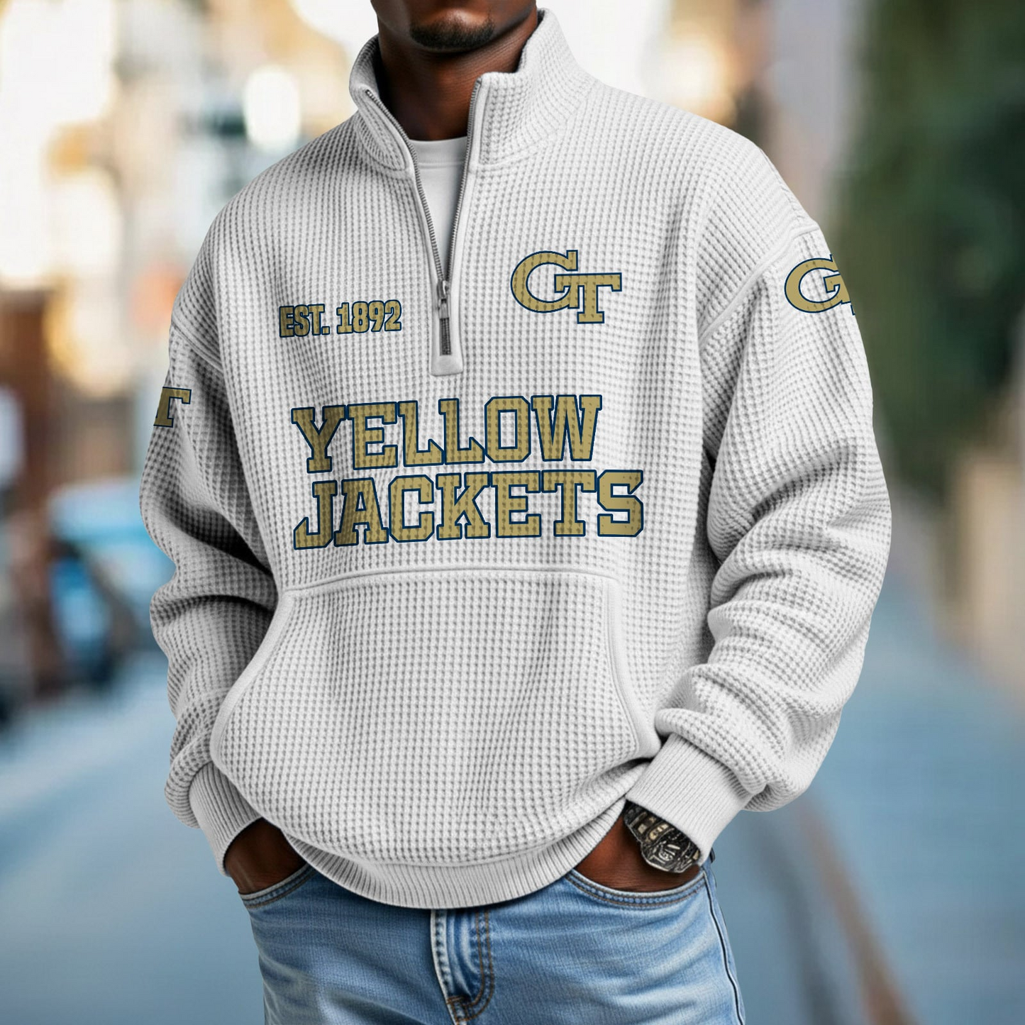 GT x College Football - Waffle Stand Collar Half Zip Sweatshirt DatND DVT