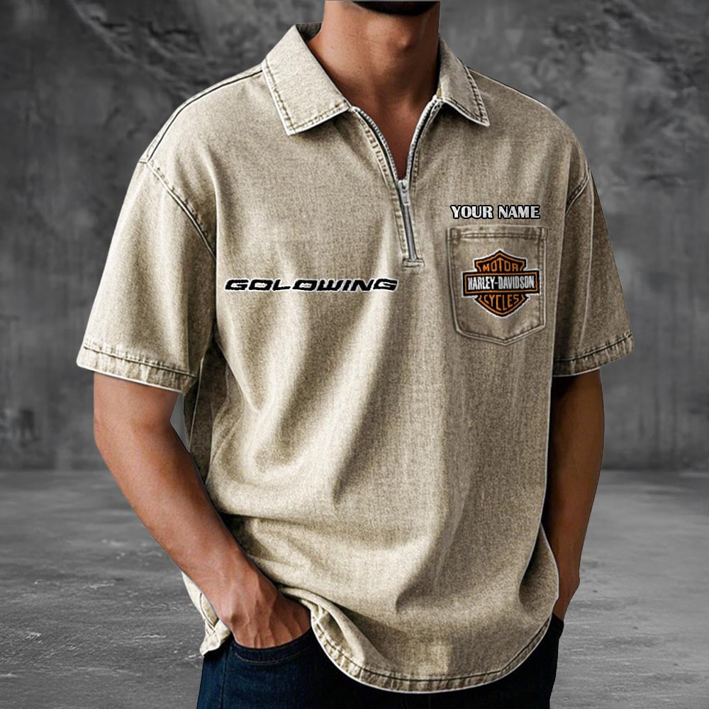 HD Motor Cotton Denim Zippered Polo Shirt 2105 DatND DVT