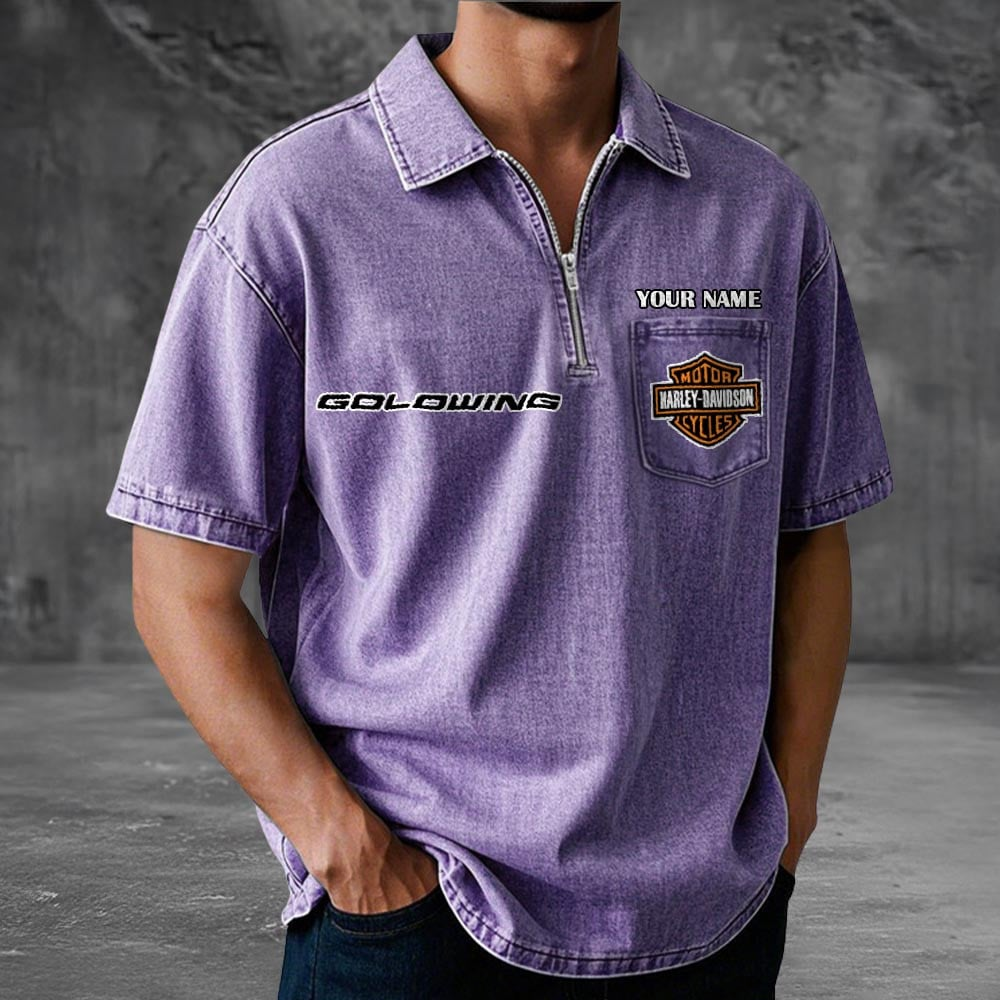 HD Motor Cotton Denim Zippered Polo Shirt 2105 DatND DVT