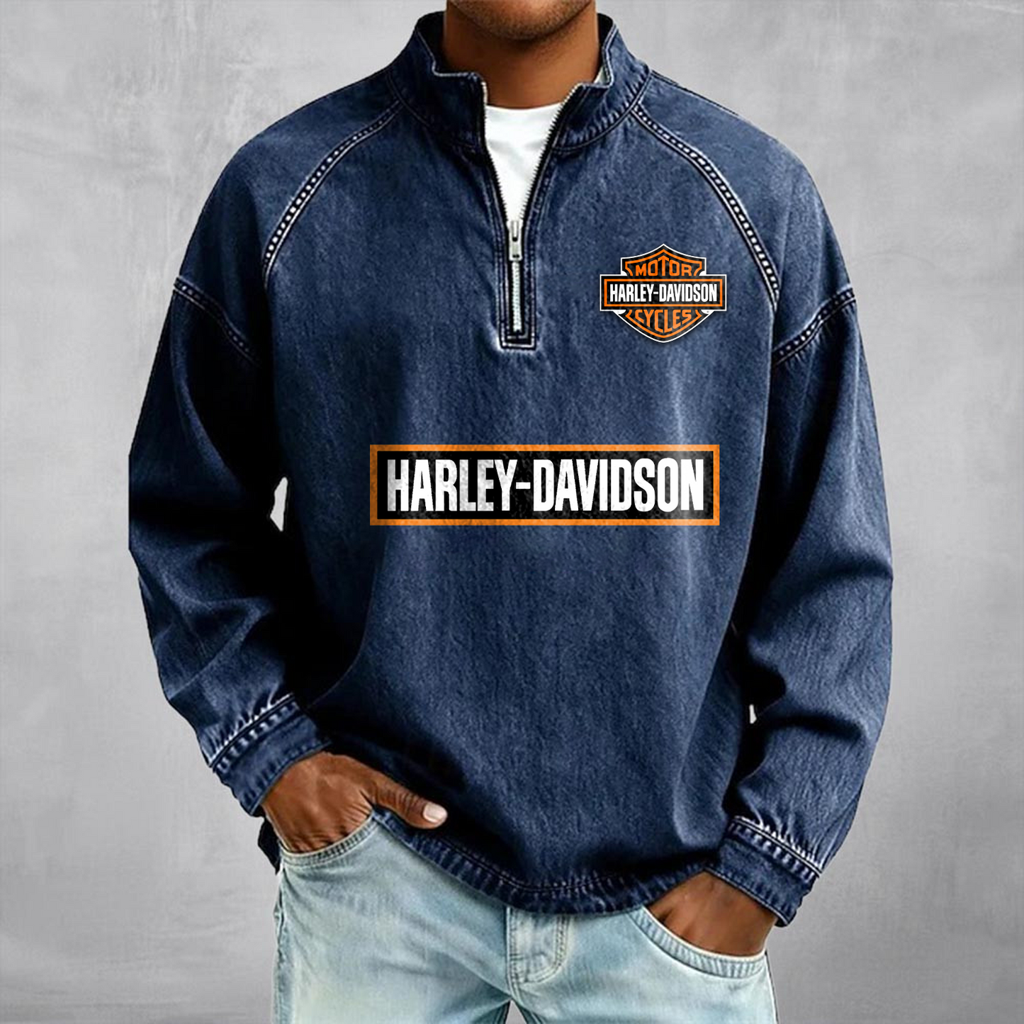 HD x Moto Morini Denim Wash Half-Zip Shirt DATND TANTD 220526