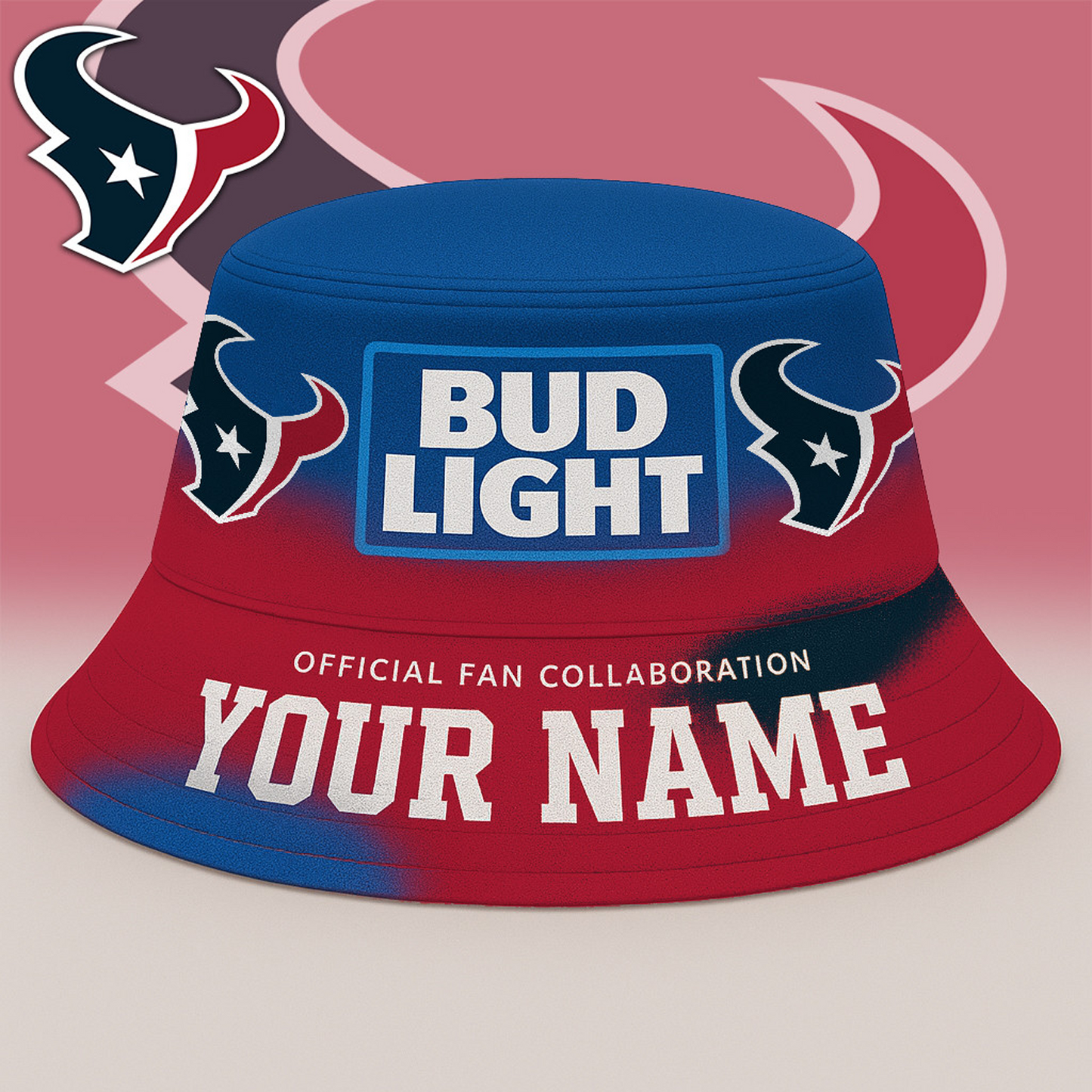 HOU x NFL Bud Light Personalized Bucket Hat DATND TANTD