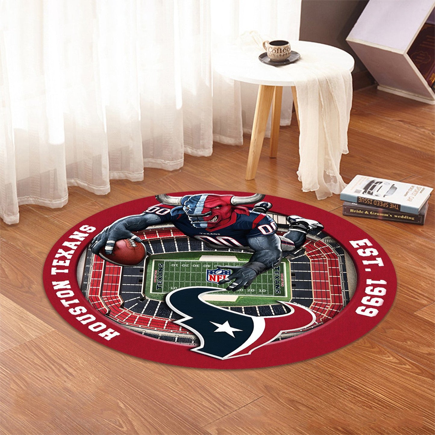 HOU x NFL Luxury 3D Round Rug DatND DVT