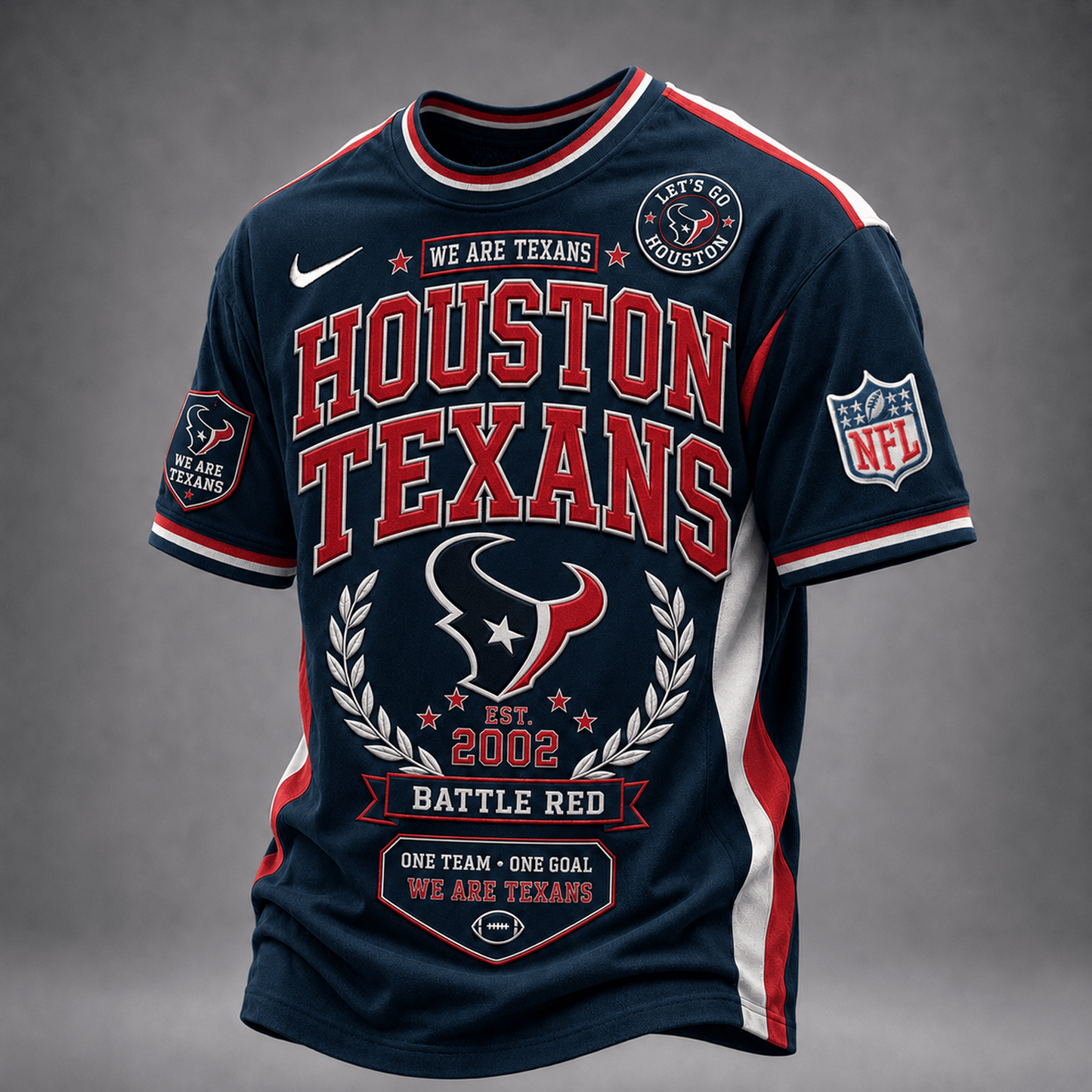 HOU x NFL Premium Classic Game Day Football T-Shirt
