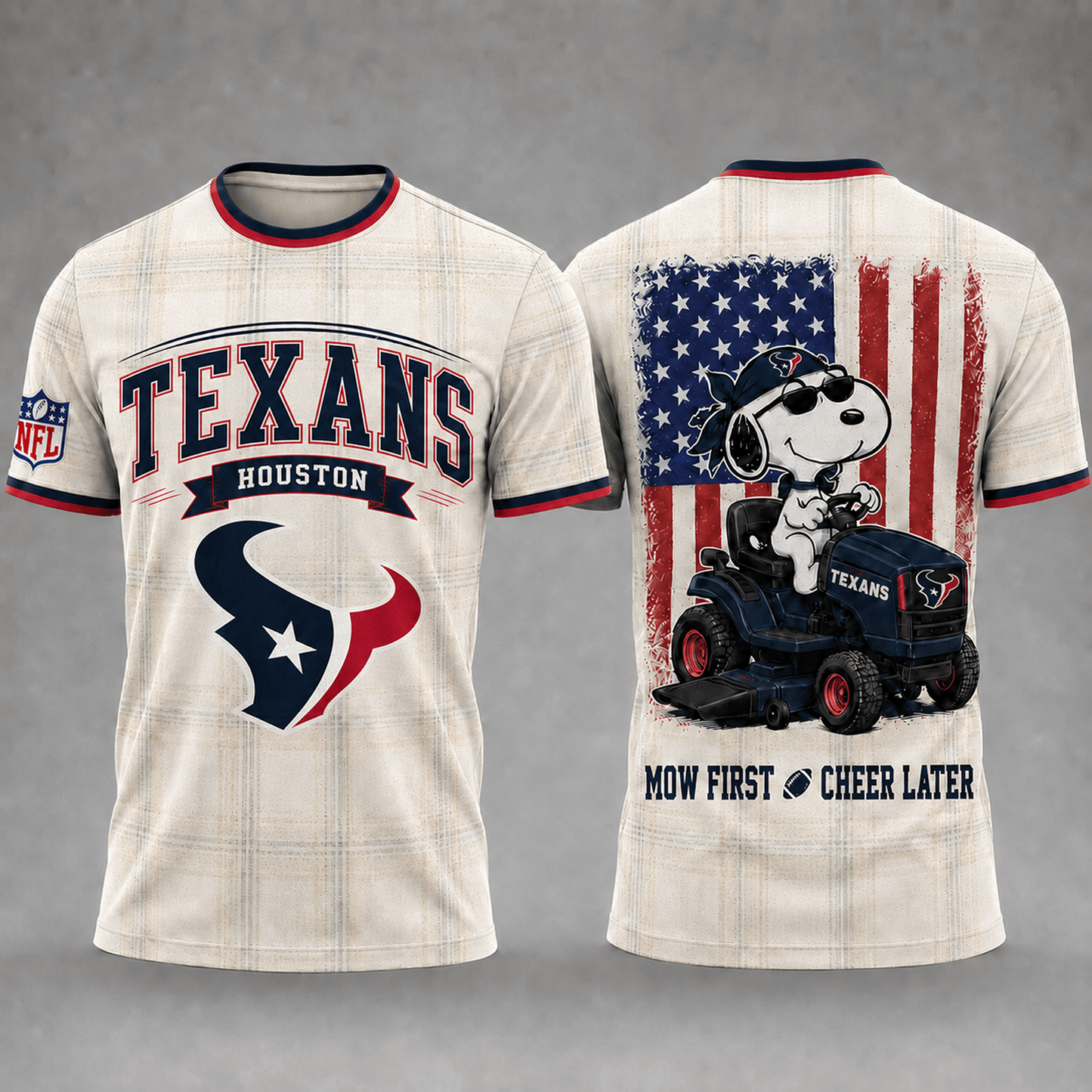 HOU x NFL Premium Funny Football Snoopy 3D T-Shirt 0207