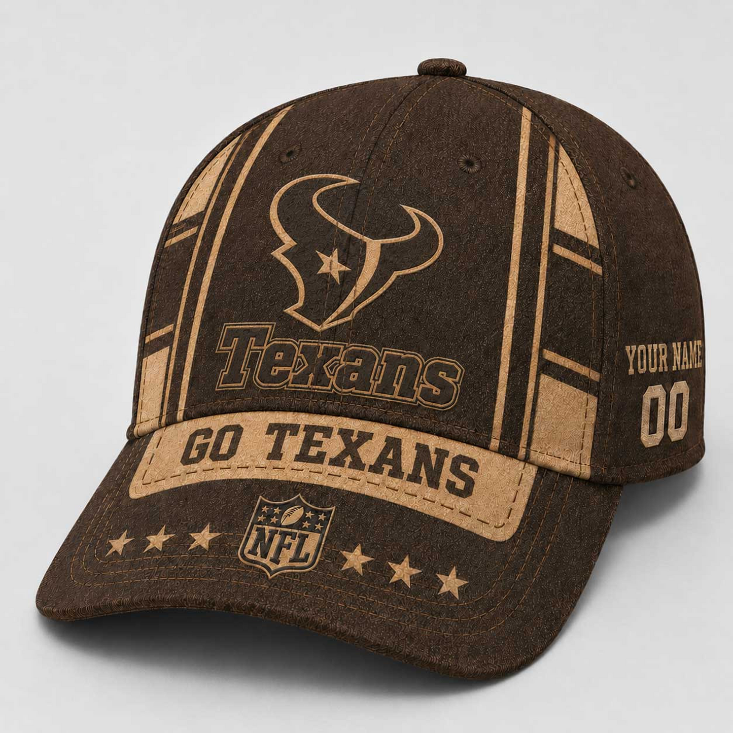 HOU x NFL Premium Vintage Leather Personalized Cap for Loyal Fans