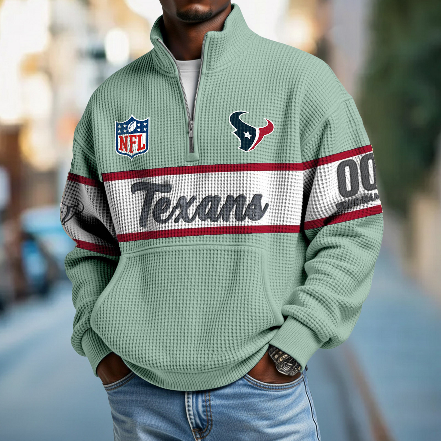 HOU x NFL Quarter-Zip Waffle Pullover DATND TANTD