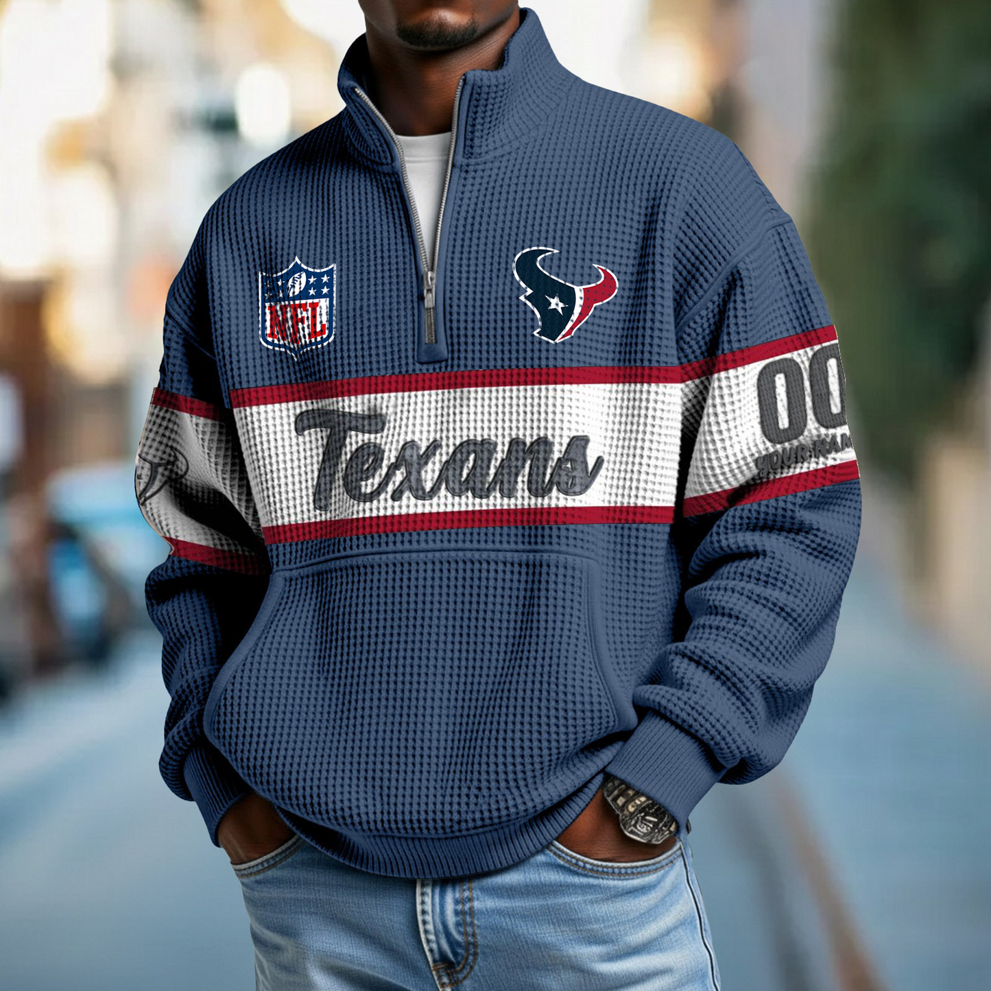 HOU x NFL Quarter-Zip Waffle Pullover DATND TANTD