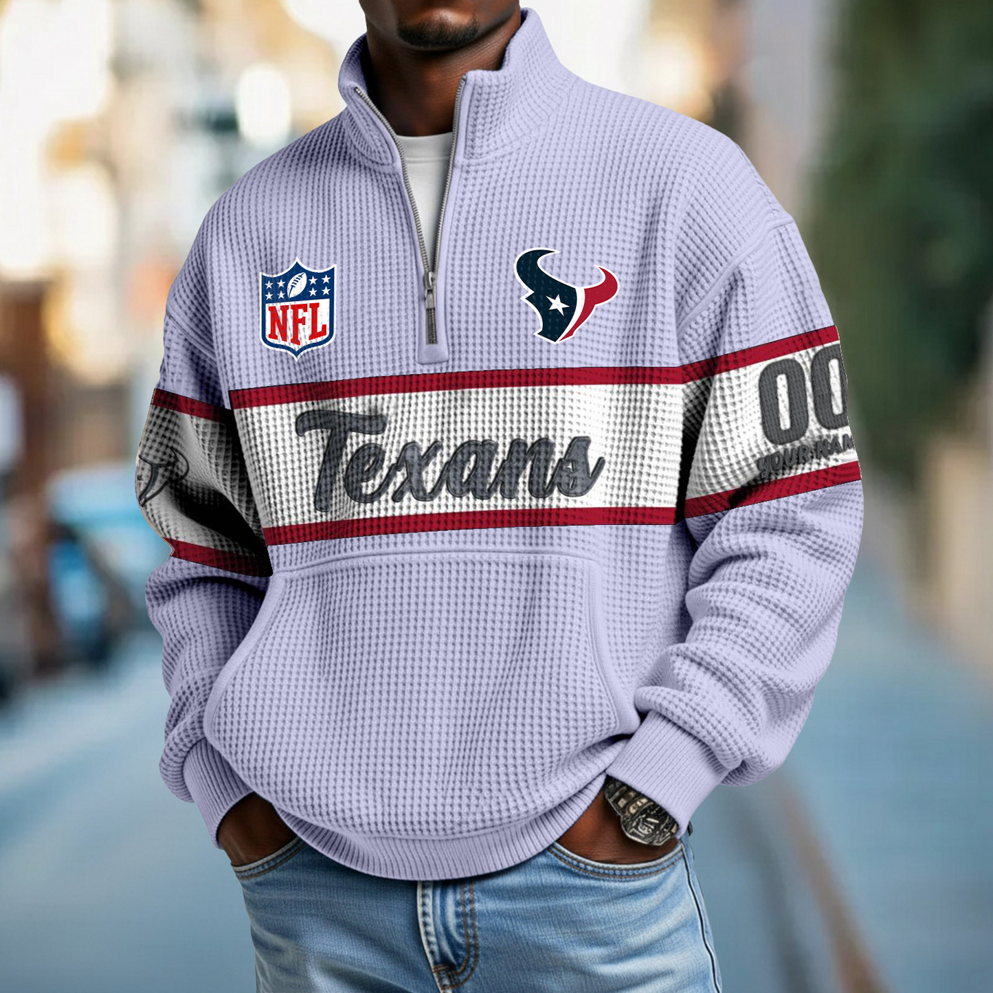 HOU x NFL Quarter-Zip Waffle Pullover DATND TANTD