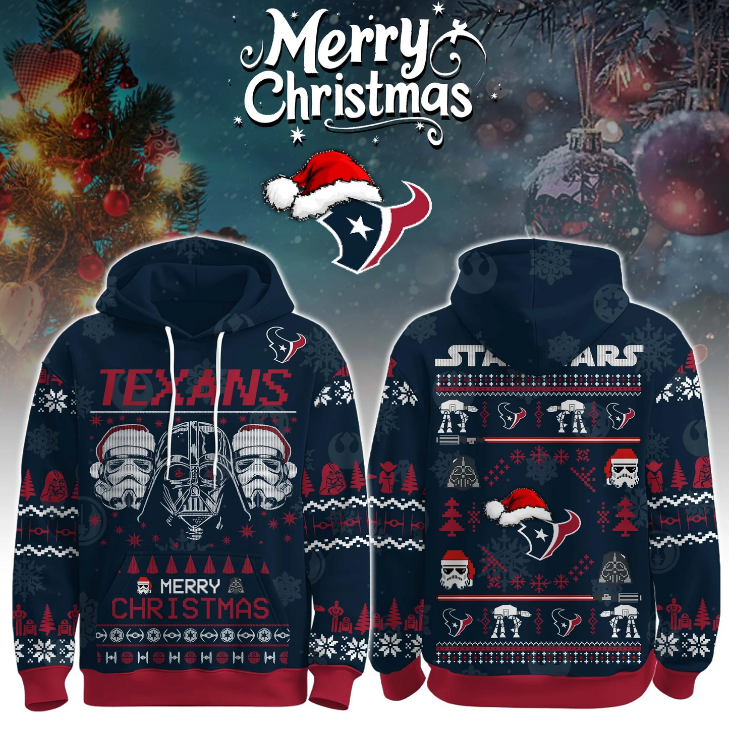 HOU x NFL Unisex Merry Christmas The Force Edition Hoodie DATND TANTD