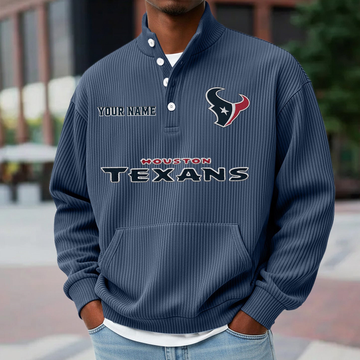 HOU x NFL Waffle High Neck Long Sleeved Sweatshirt DATND TANTD 221125