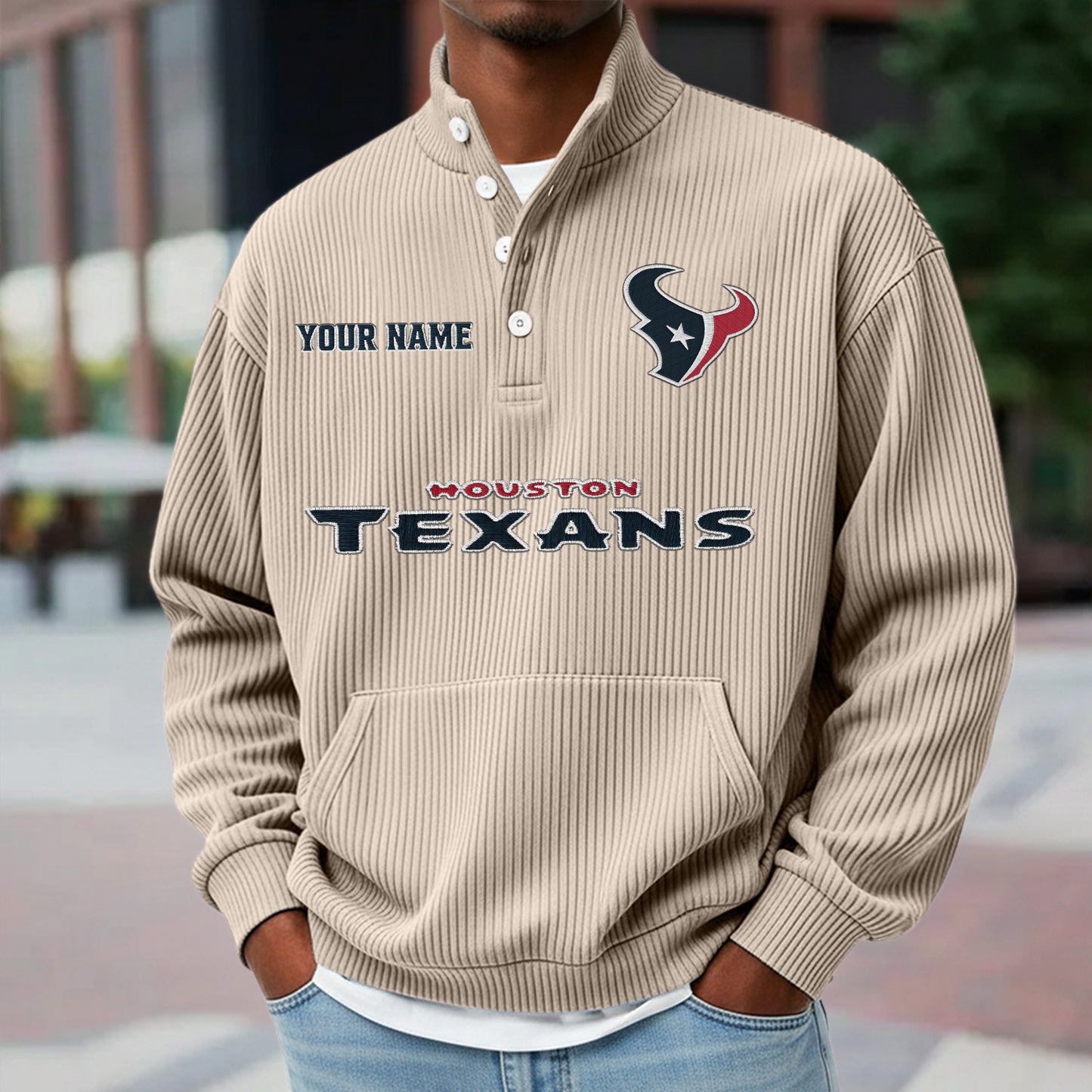 HOU x NFL Waffle High Neck Long Sleeved Sweatshirt DATND TANTD 221125