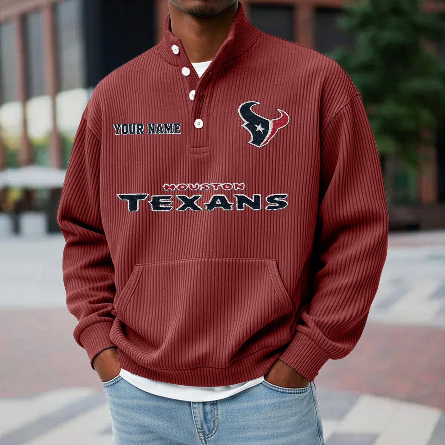 HOU x NFL Waffle High Neck Long Sleeved Sweatshirt DATND TANTD 221125