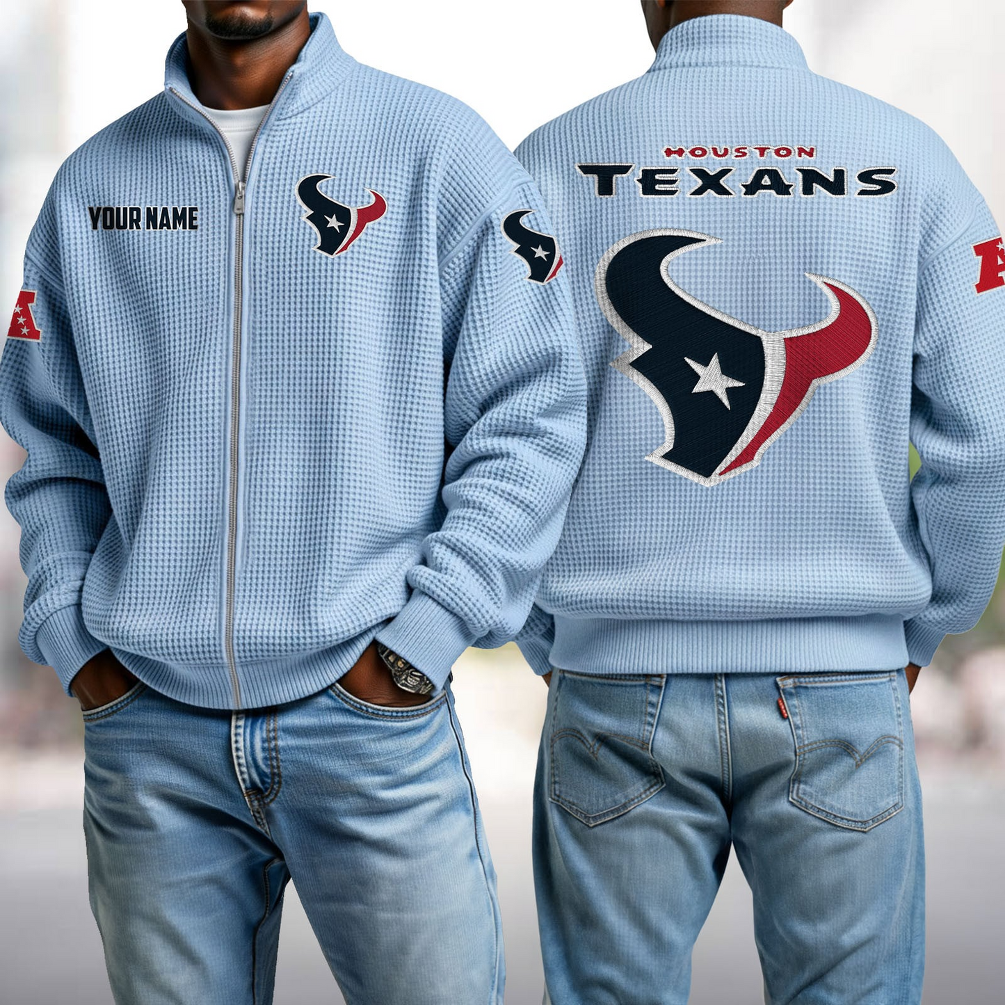 HOU x NFL Waffle Zip-Up Sweatshirt DatND DVT