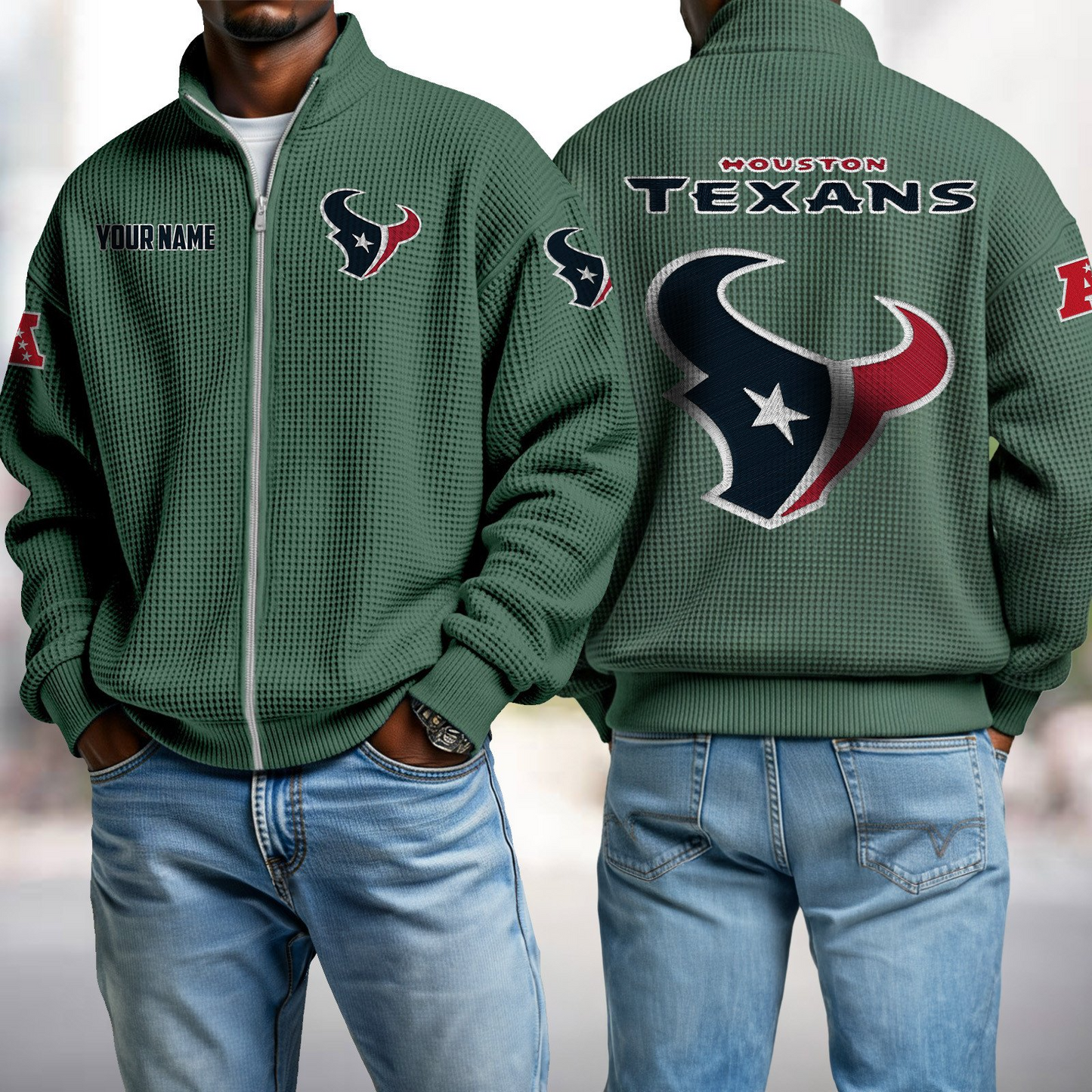 HOU x NFL Waffle Zip-Up Sweatshirt DatND DVT