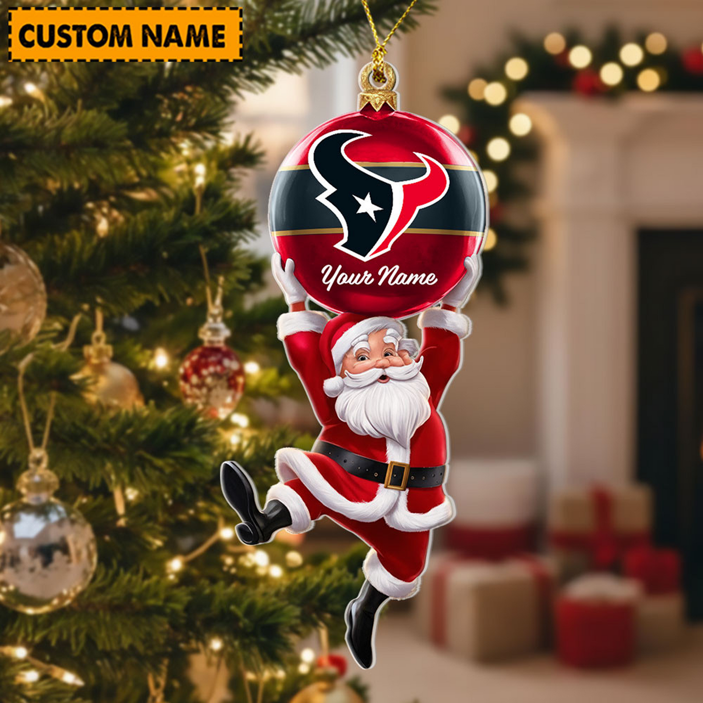 HOU x Personalized NFL Acrylic Ornament Christmas DATND TANTD