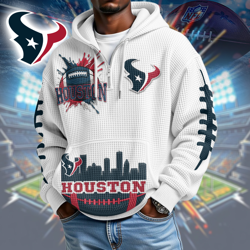HT Premium NFL Waffle Zipper Long Sleeve Hooded Sweatshirt DDT CTND