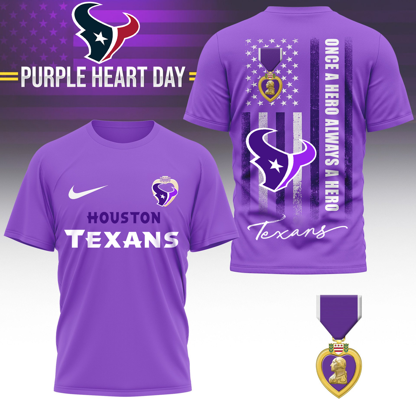 HT Premium National Purple Hear Day 3D Shirt  300626