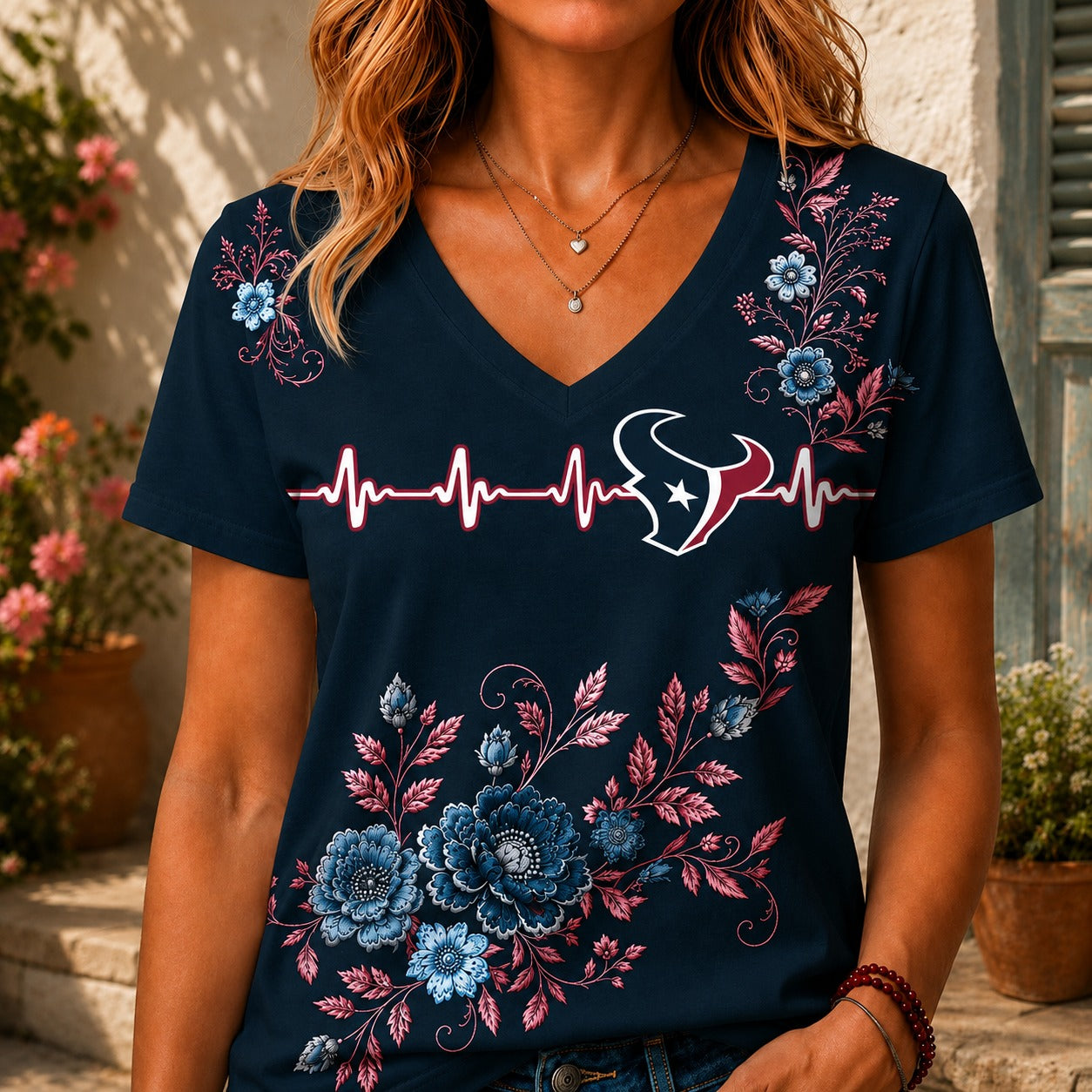 HT x NFL Luxury Women V-Neck Shirt