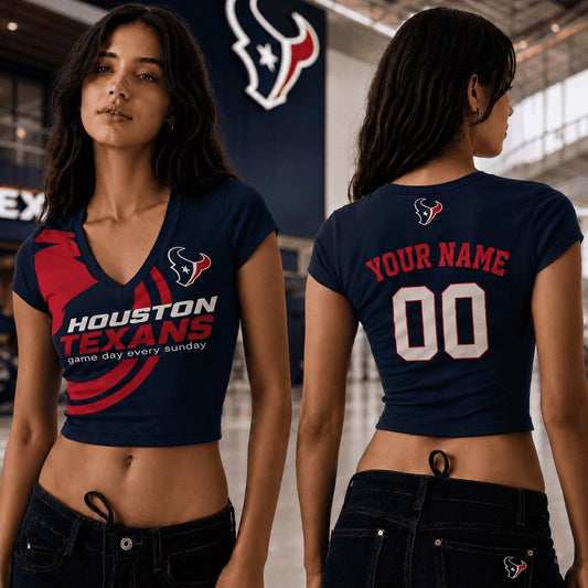 HT x NFL Premium Women V-neck Croptop Personalized Gift For Fan