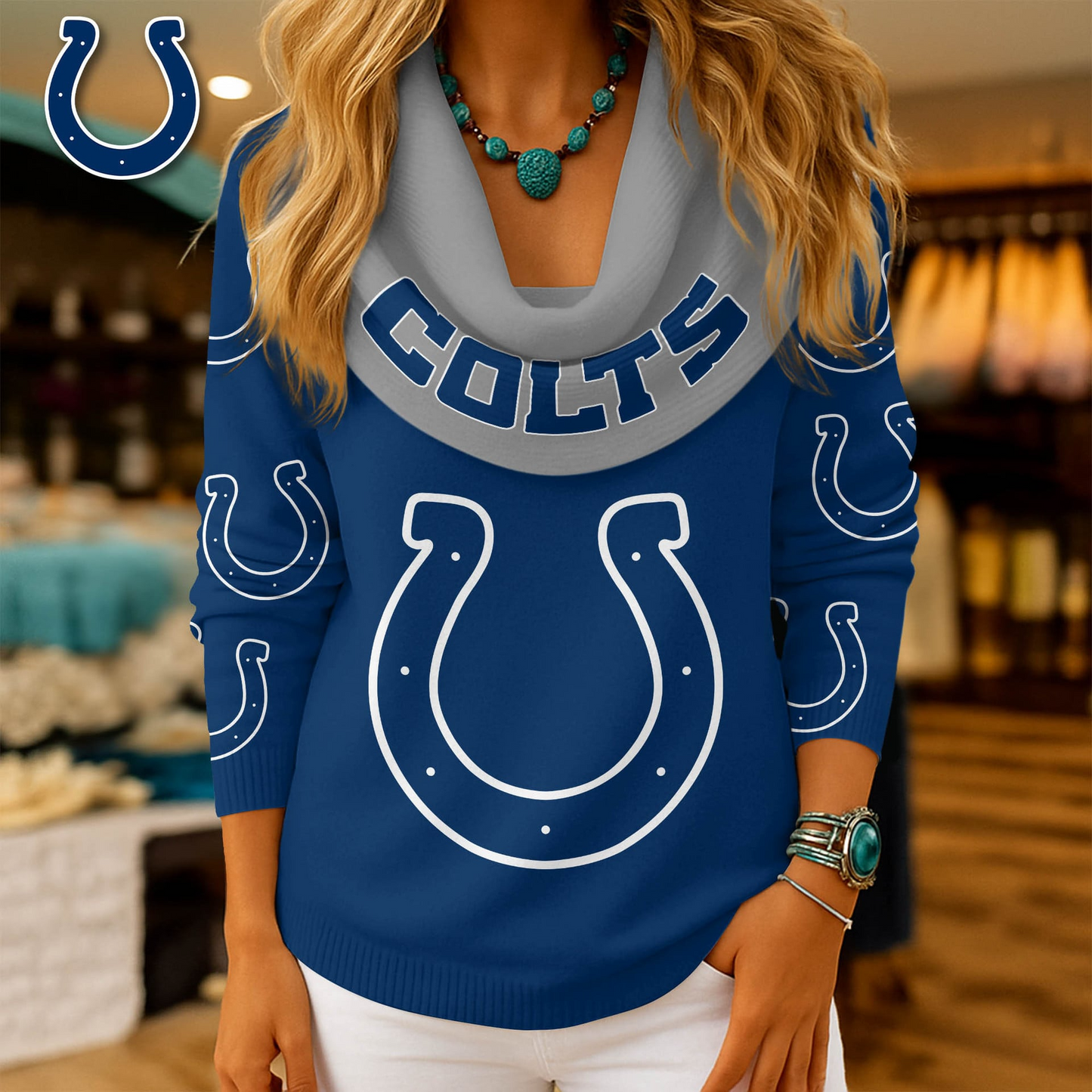 IC Premium NFL Fan Cowl Neck Sweater 3D Shirt DDT NTL