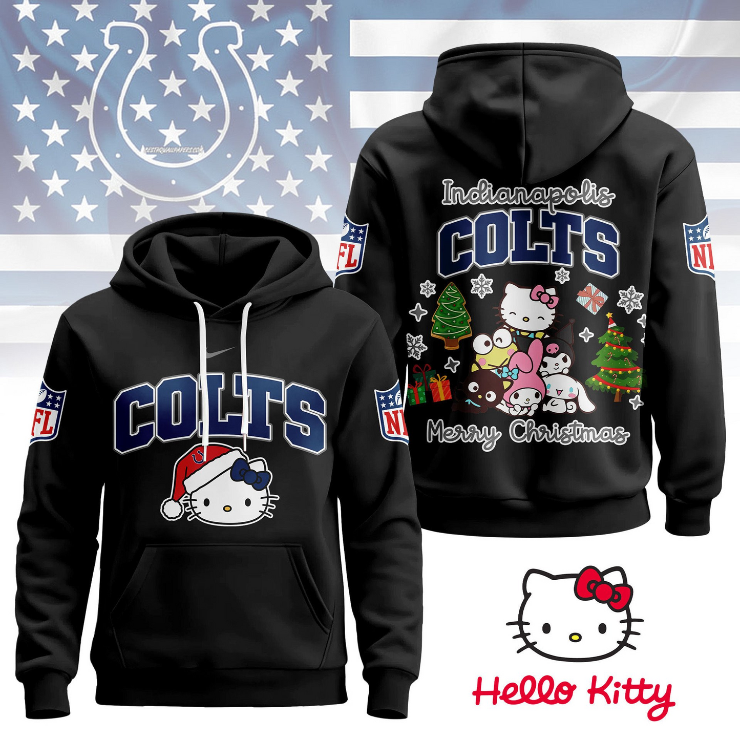 IC Premium NFL Hello Kitty Christmas 3D Hoodie DDT CTND